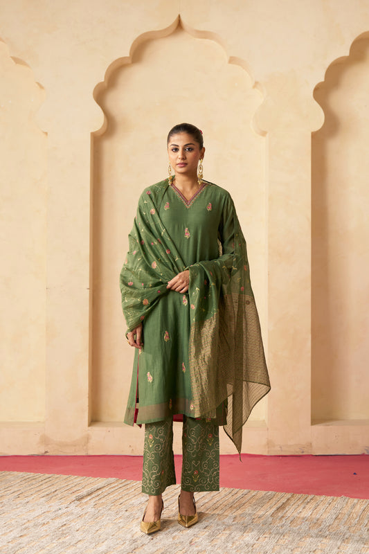 Panna Gota Suit Set- Green