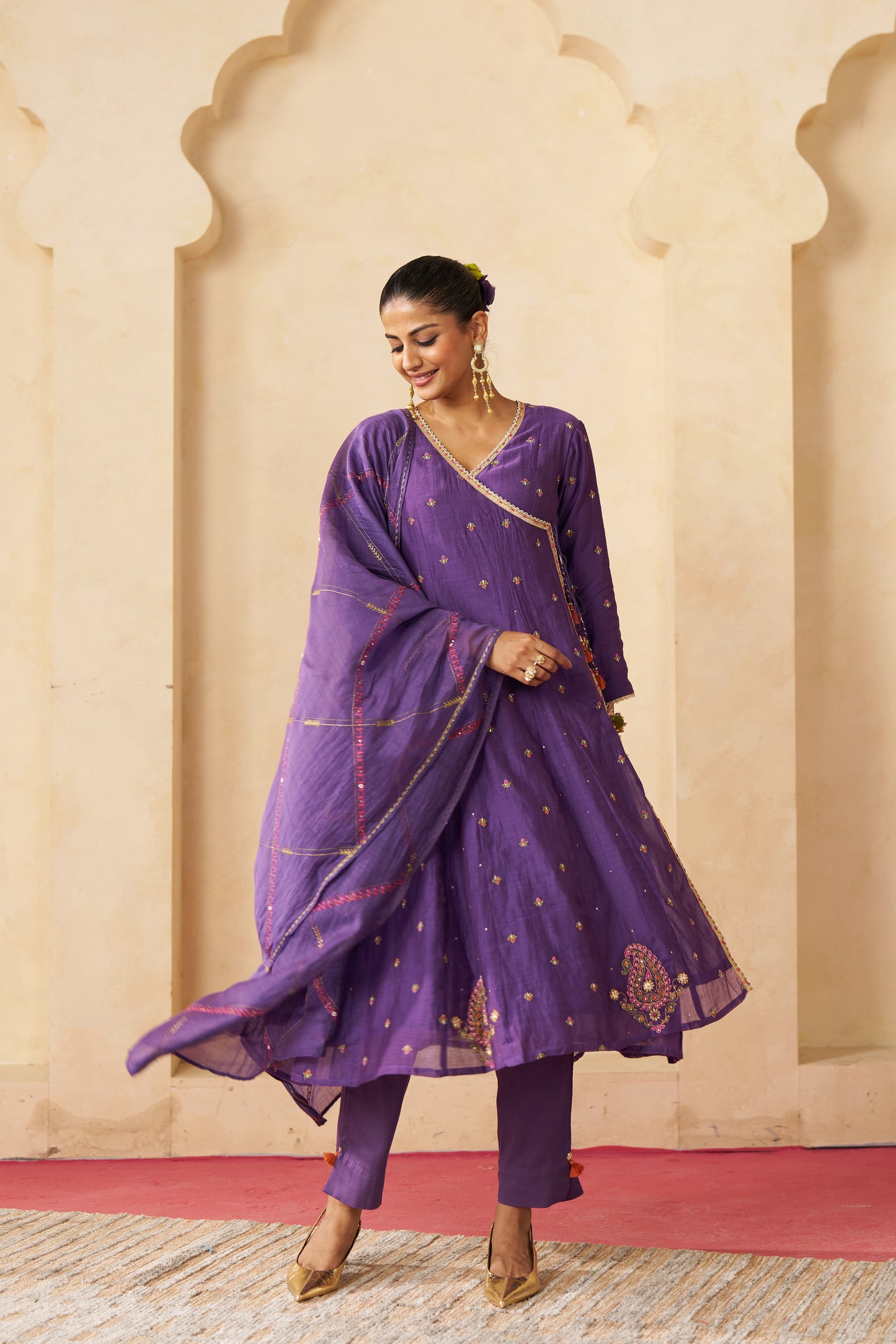 Raatrani Angrakha Set- Purple