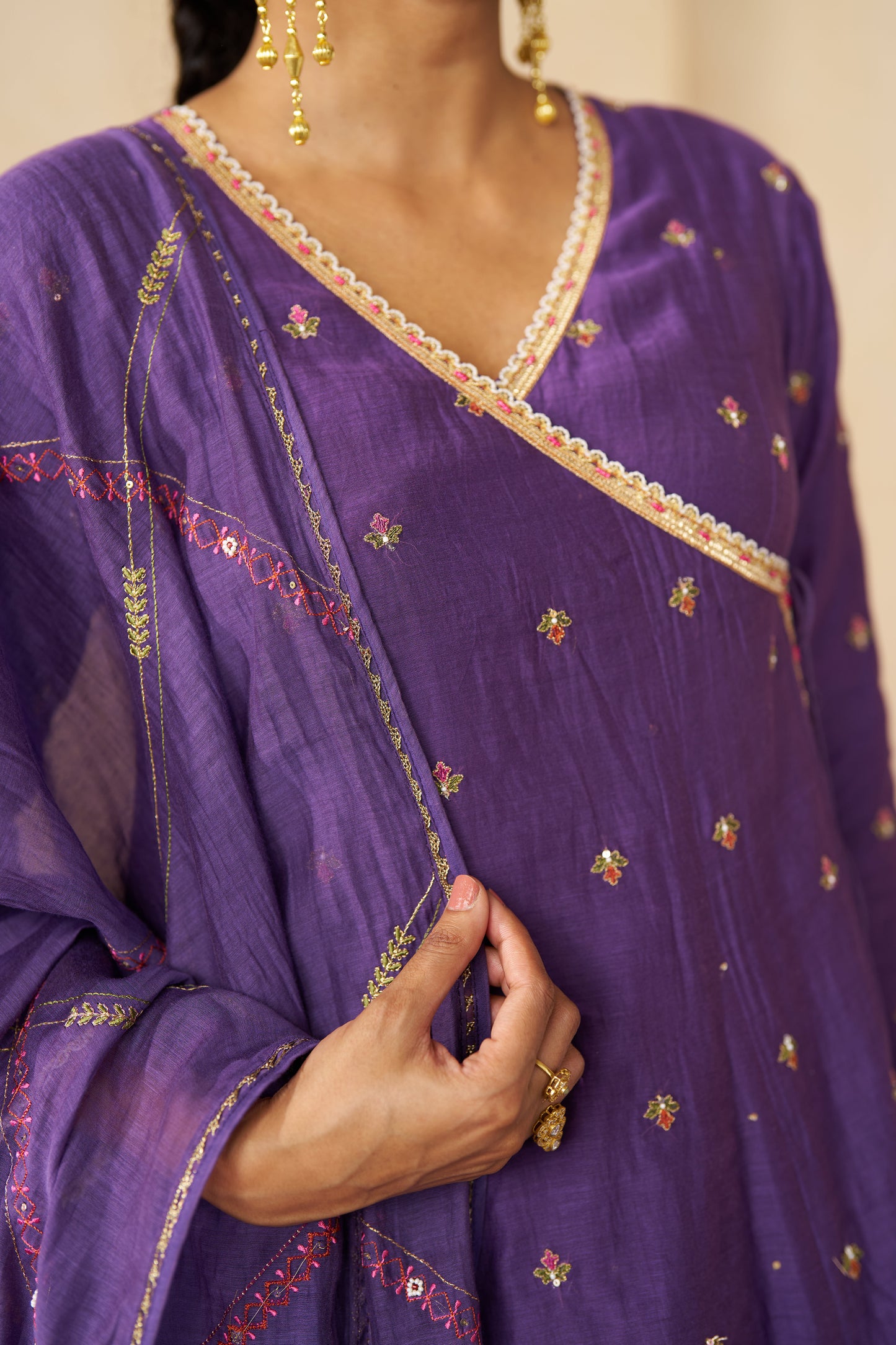 Raatrani Angrakha Set- Purple