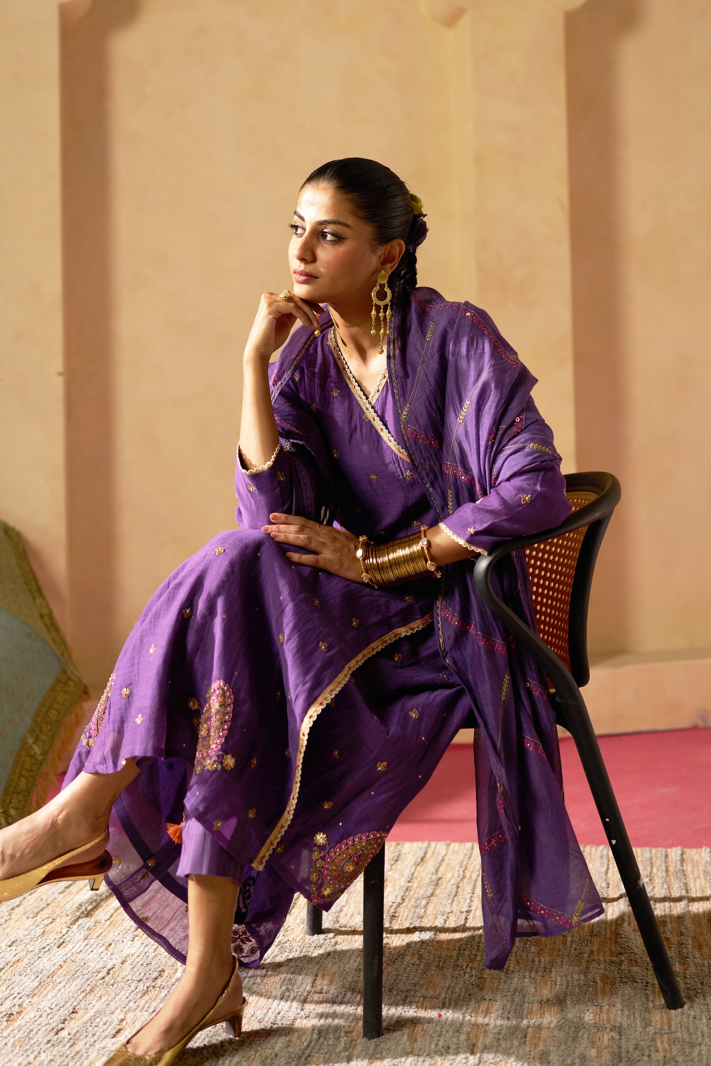 Raatrani Angrakha Set- Purple