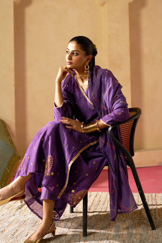 Raatrani Angrakha Set- Purple
