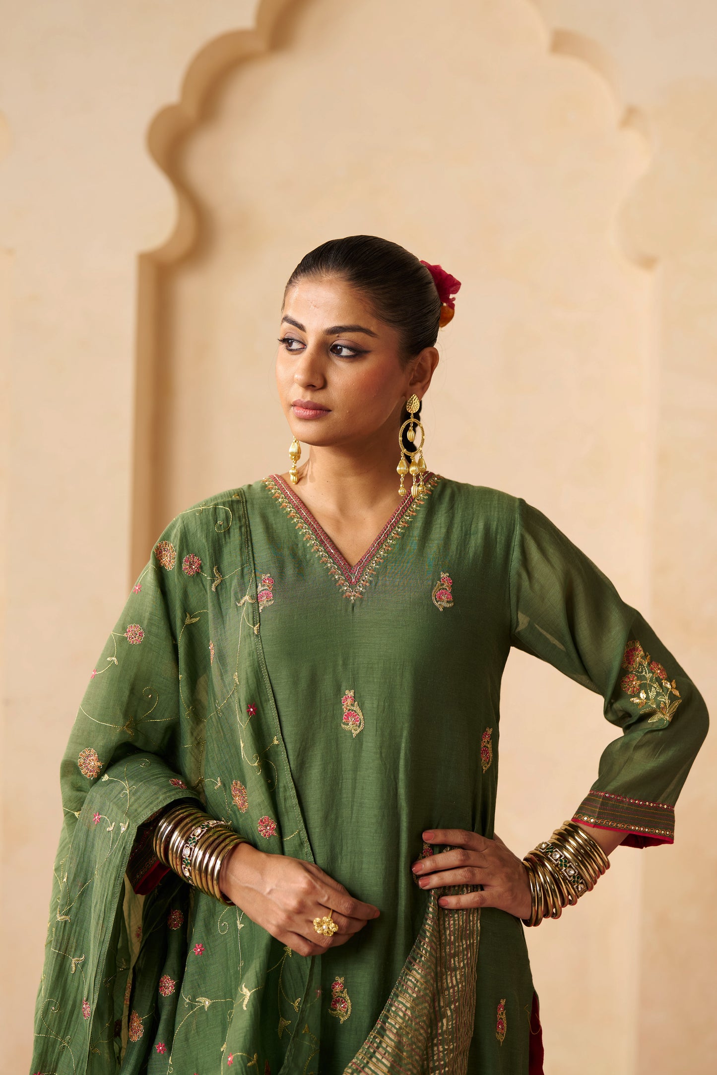 Panna Gota Suit Set- Green