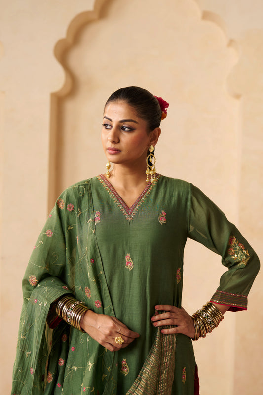 Panna Gota Suit Set- Green