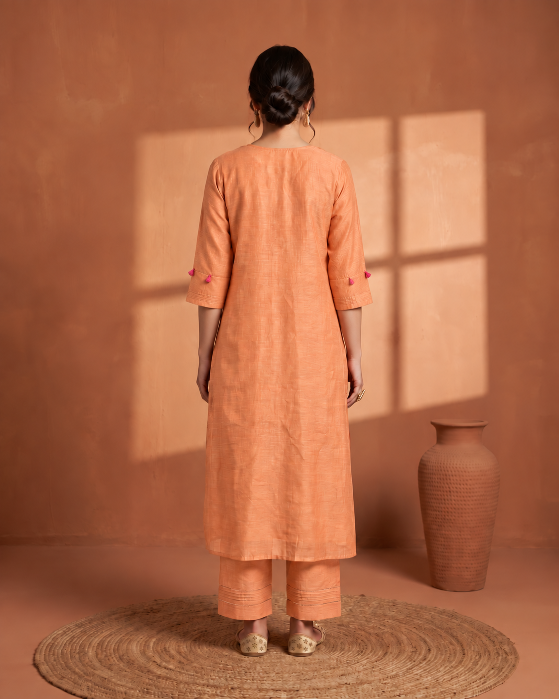 Palaash Lehar Suit Set- Orange