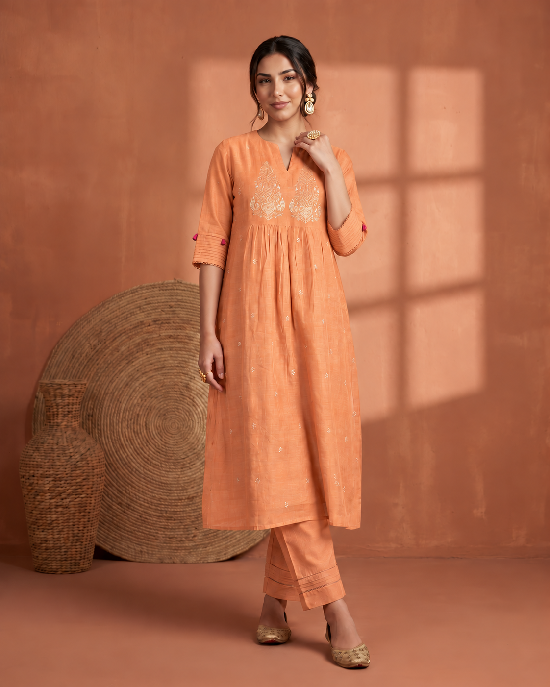 Palaash Lehar Suit Set- Orange