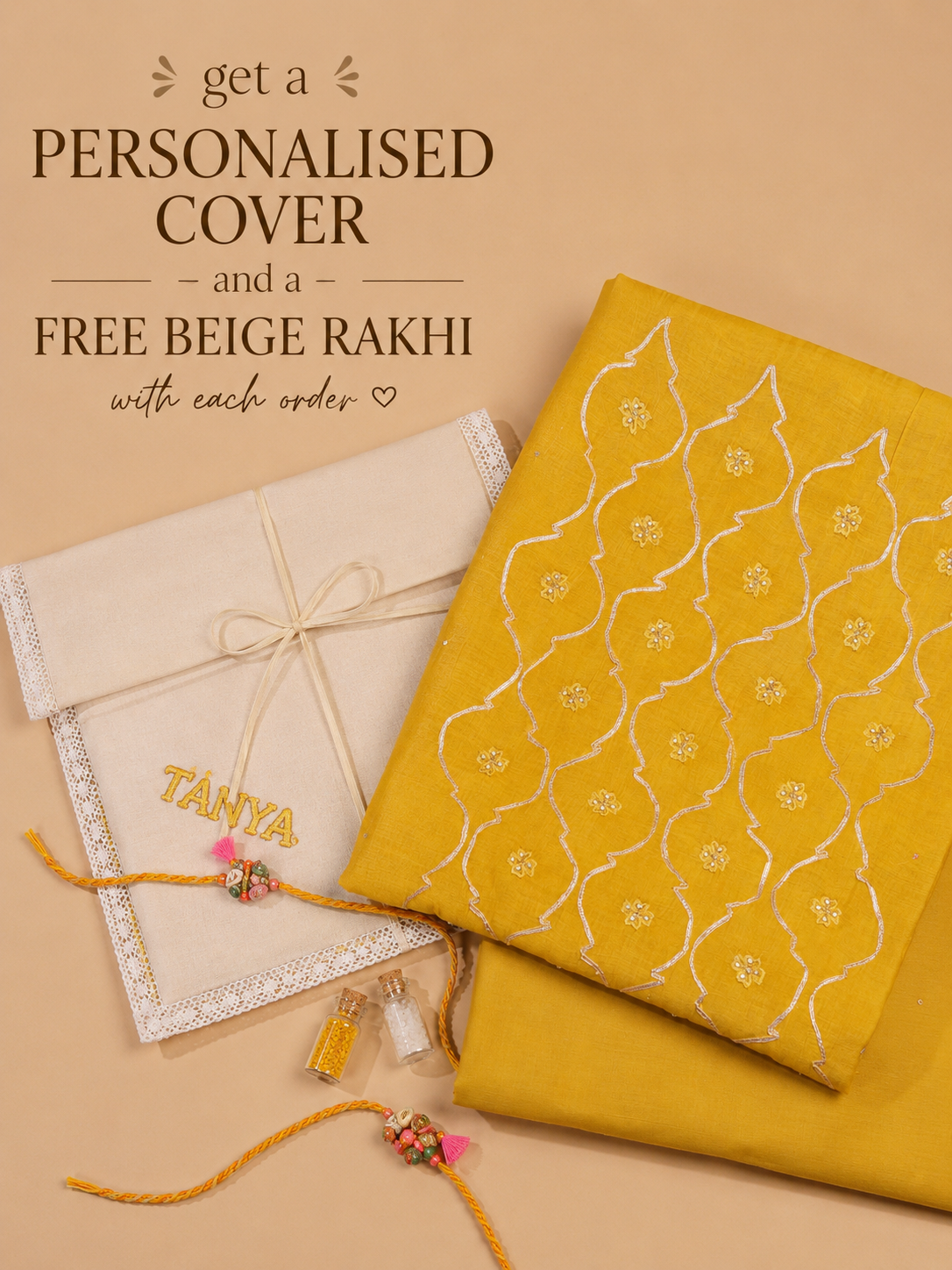 Pure Chanderi Yellow Gota Yoke Suit Piece