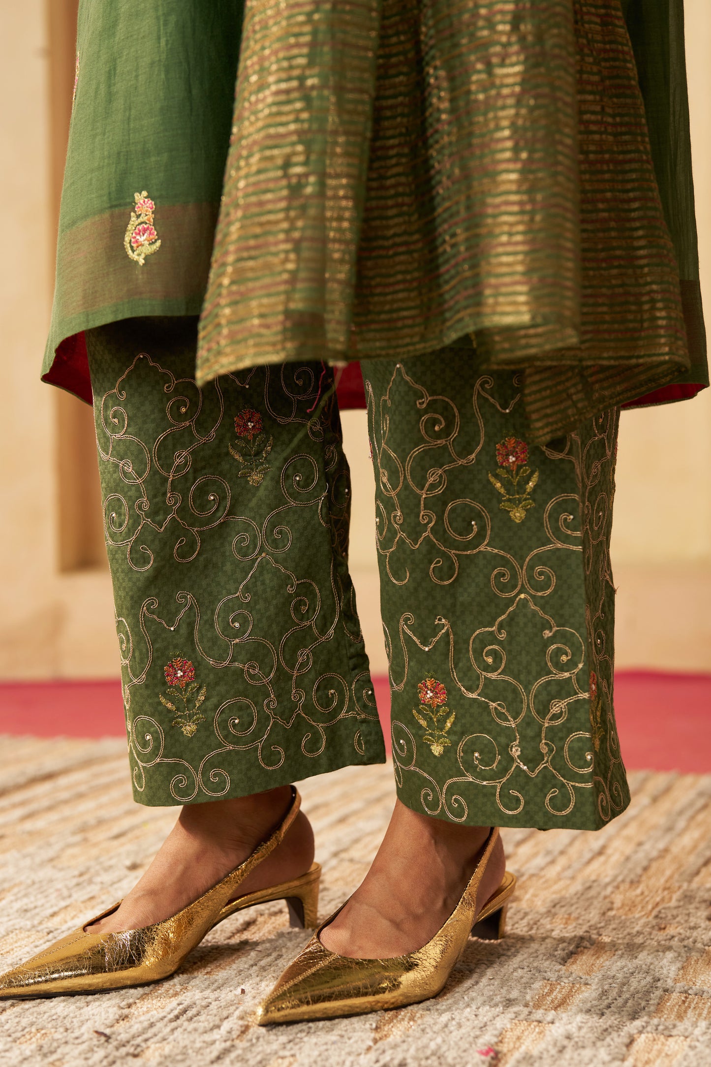 Panna Gota Suit Set- Green