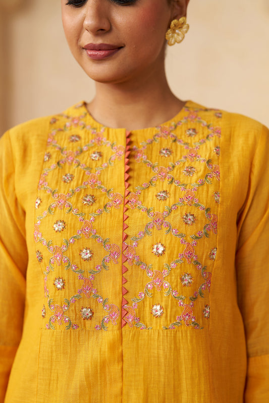 Peeli Dhoop Cord Set- Yellow