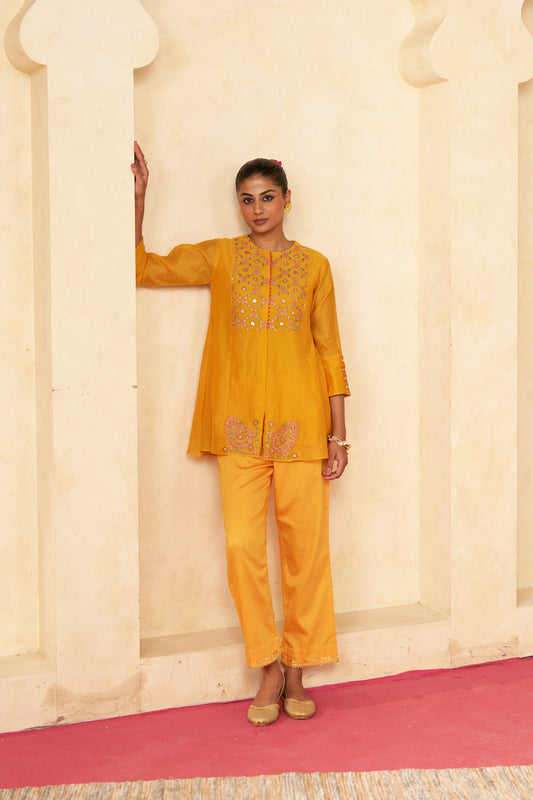 Peeli Dhoop Cord Set- Yellow
