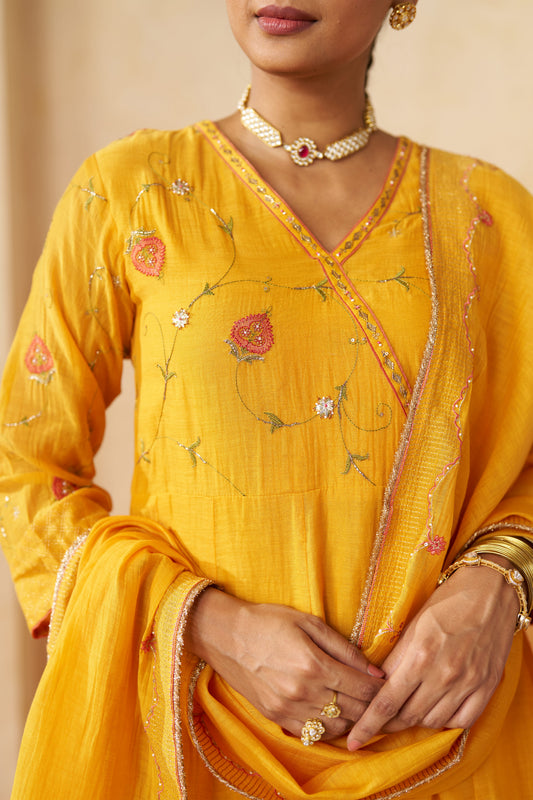 Genda Anarkali Set- Yellow