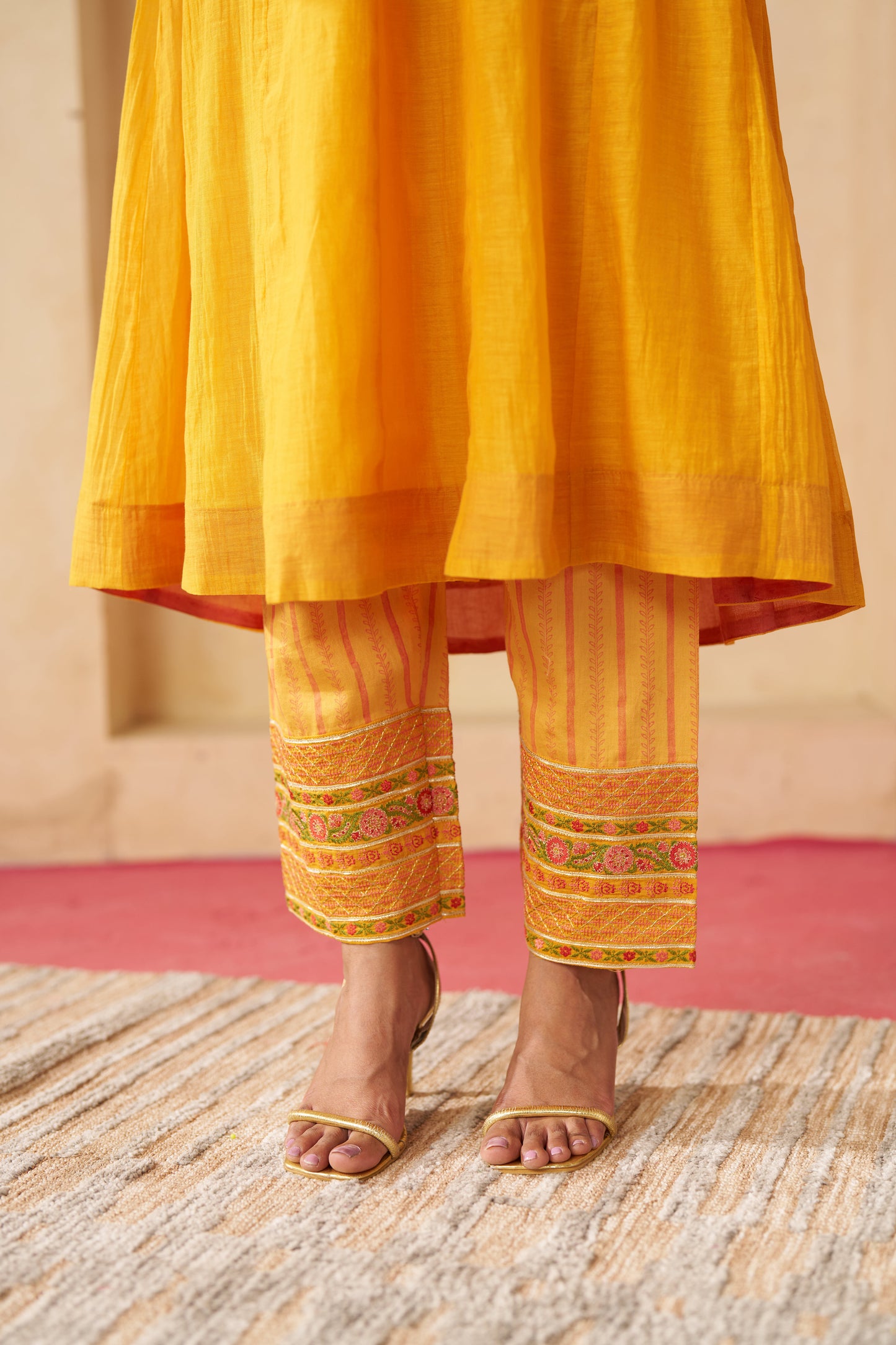 Genda Anarkali Set- Yellow