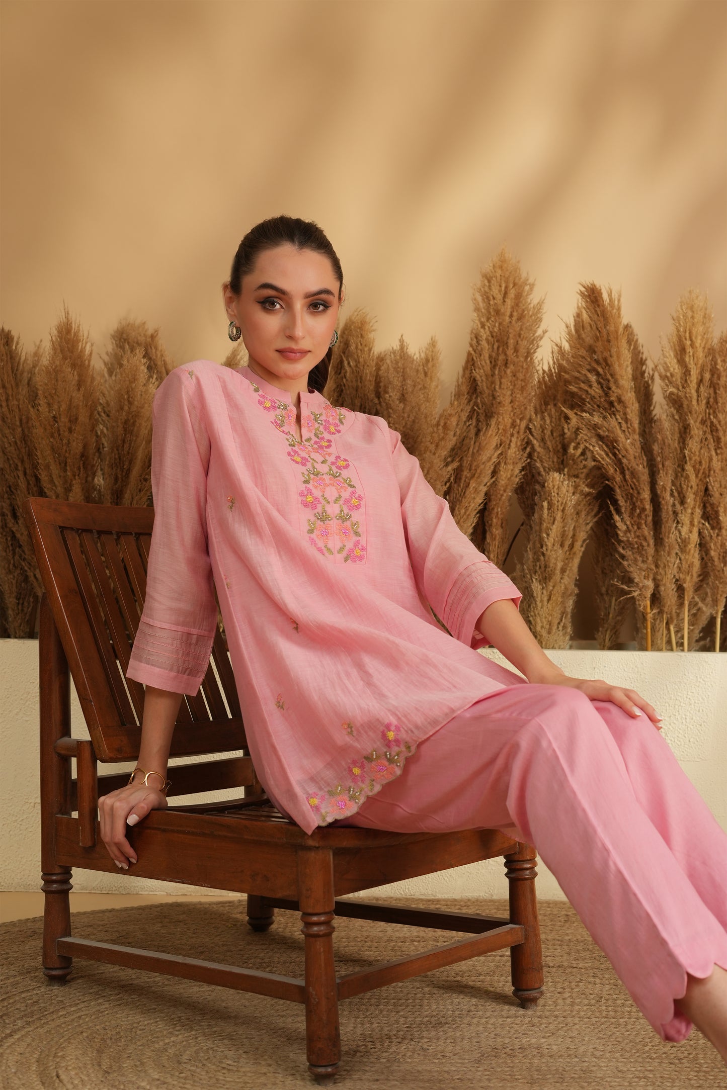 Dilnoor Vaayu Cord Set- Pink