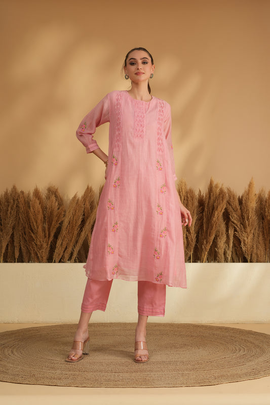 Gulista Breeze Kurta Pant Set- Pink