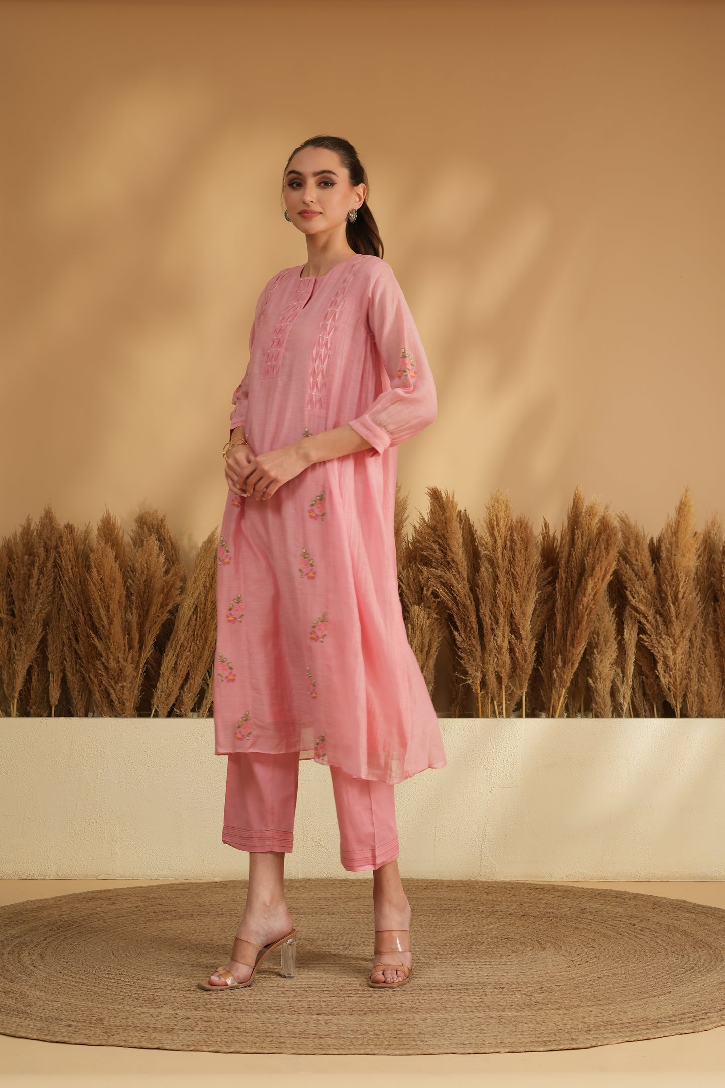 Gulista Breeze Kurta Pant Set- Pink