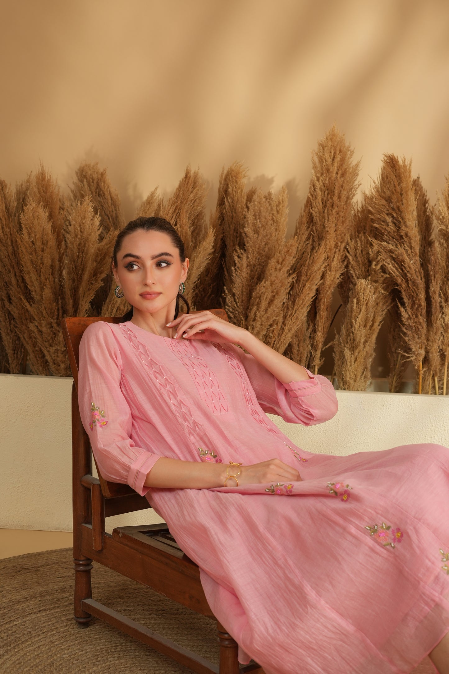 Gulista Breeze Kurta Pant Set- Pink