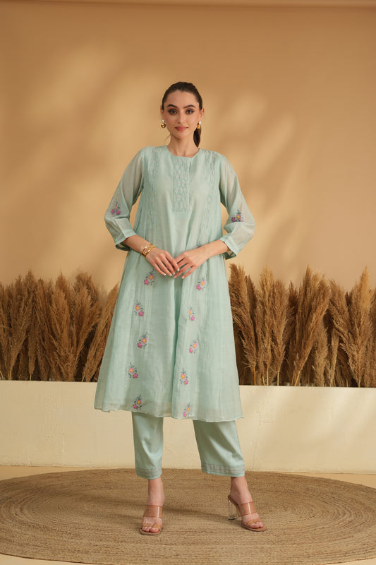 Gulista Breeze Kurta Pant Set- Blue