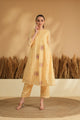 Meher Smocking Kurta Pant Set- Yellow