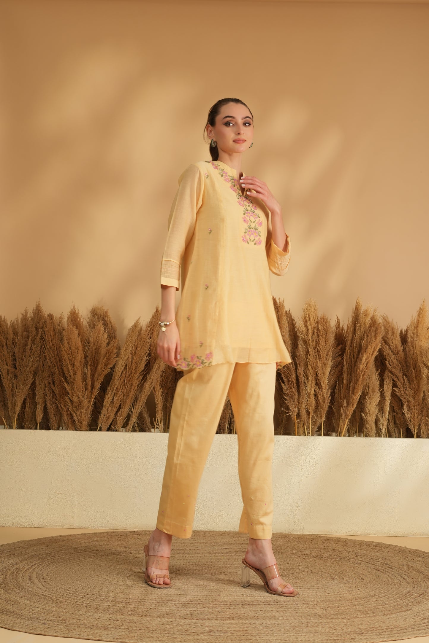 Dilnoor Vaayu Cord Set- Yellow
