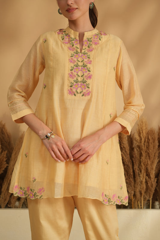 Dilnoor Vaayu Cord Set- Yellow