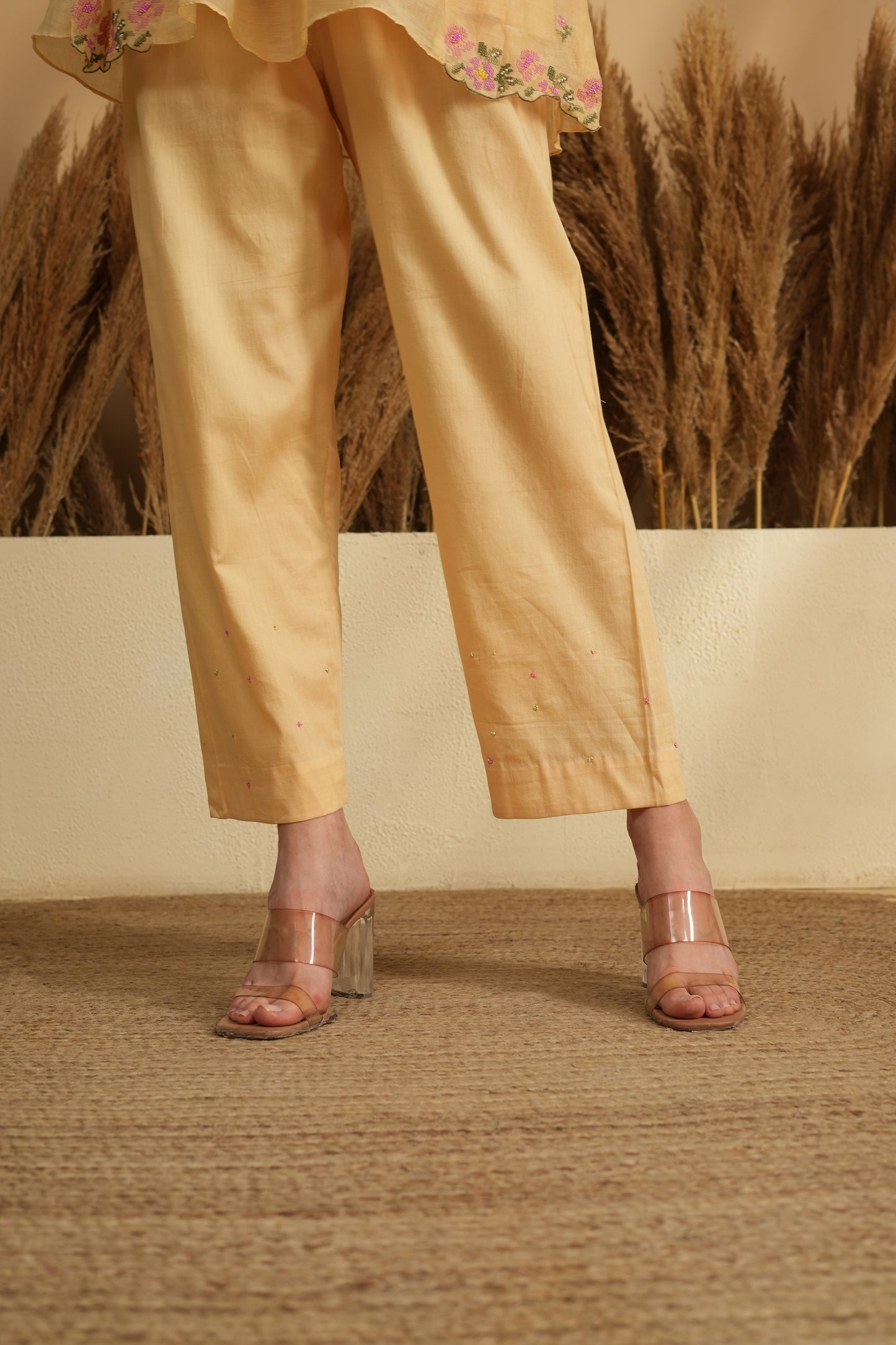 Dilnoor Vaayu Cord Set- Yellow