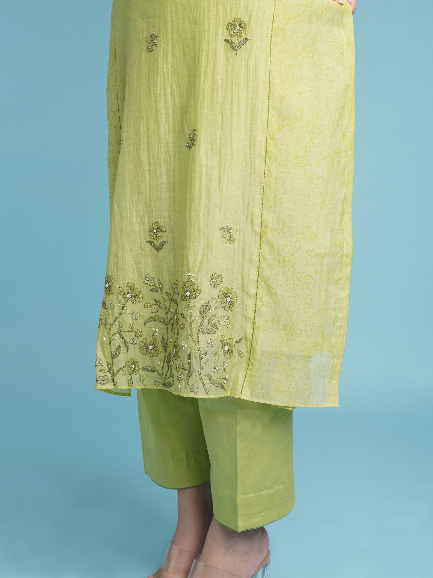 Saar Straight Kurta Set- Green