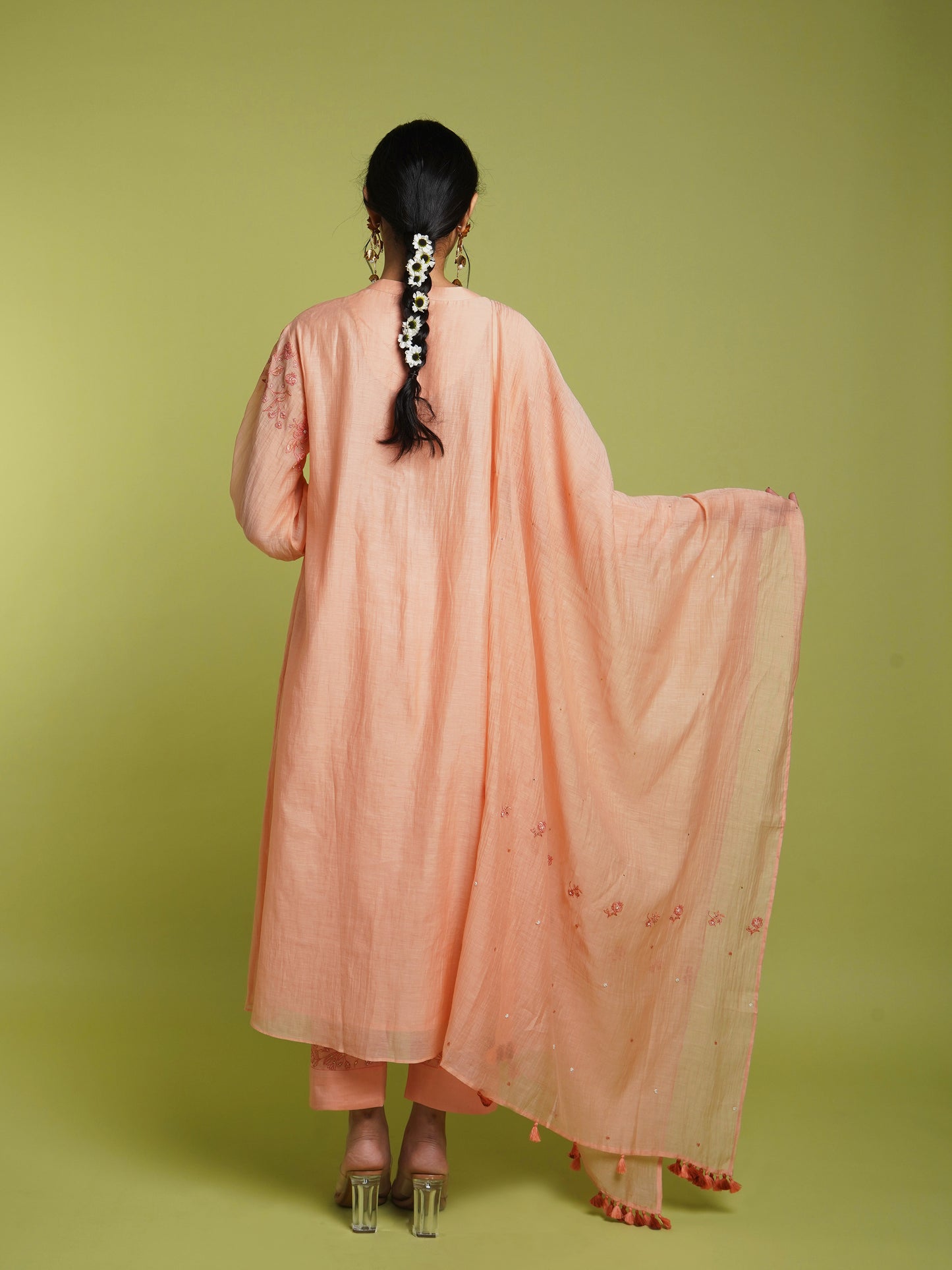 Daisy Kurta Set- Peach