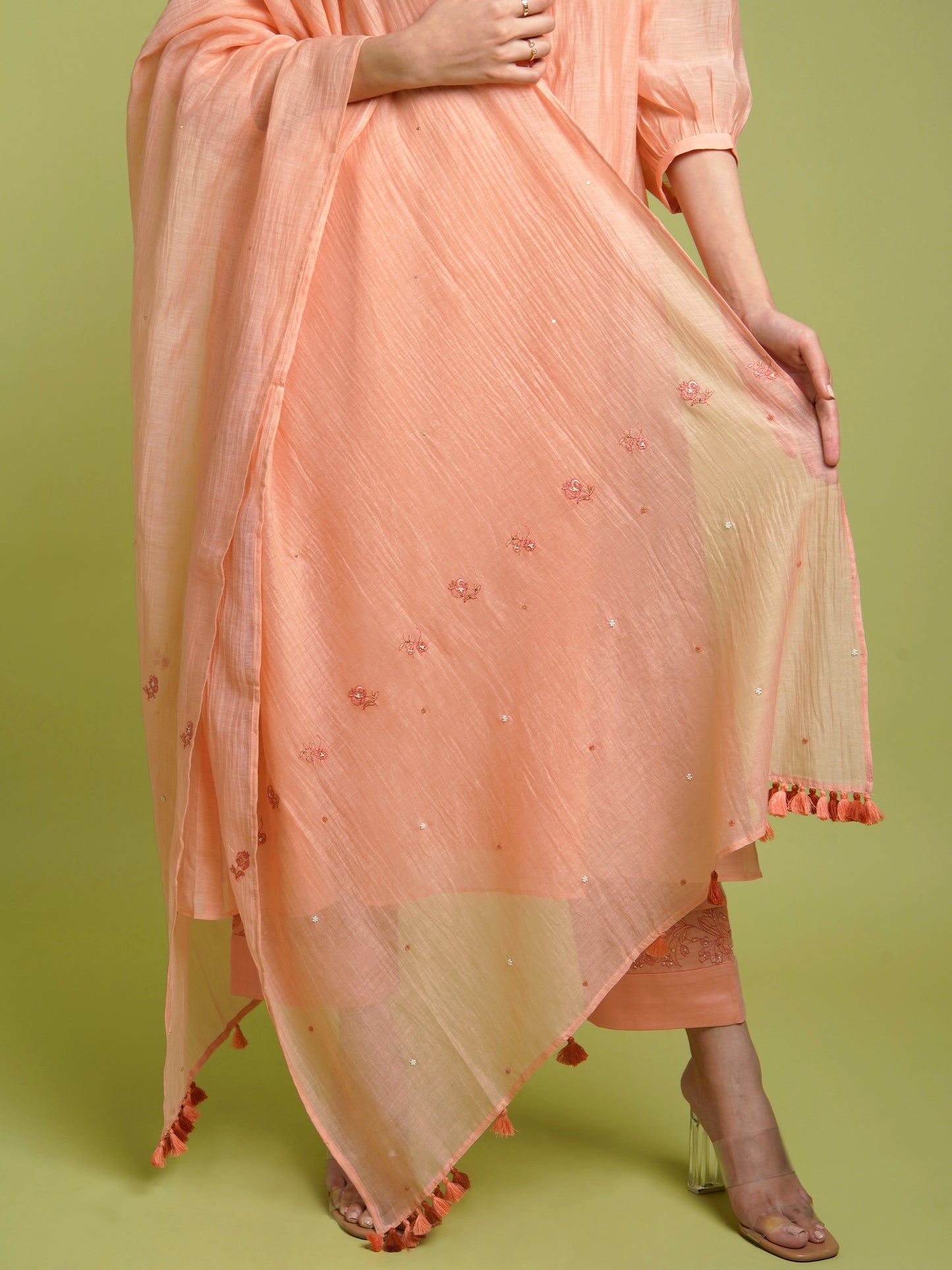 Daisy Kurta Set- Peach