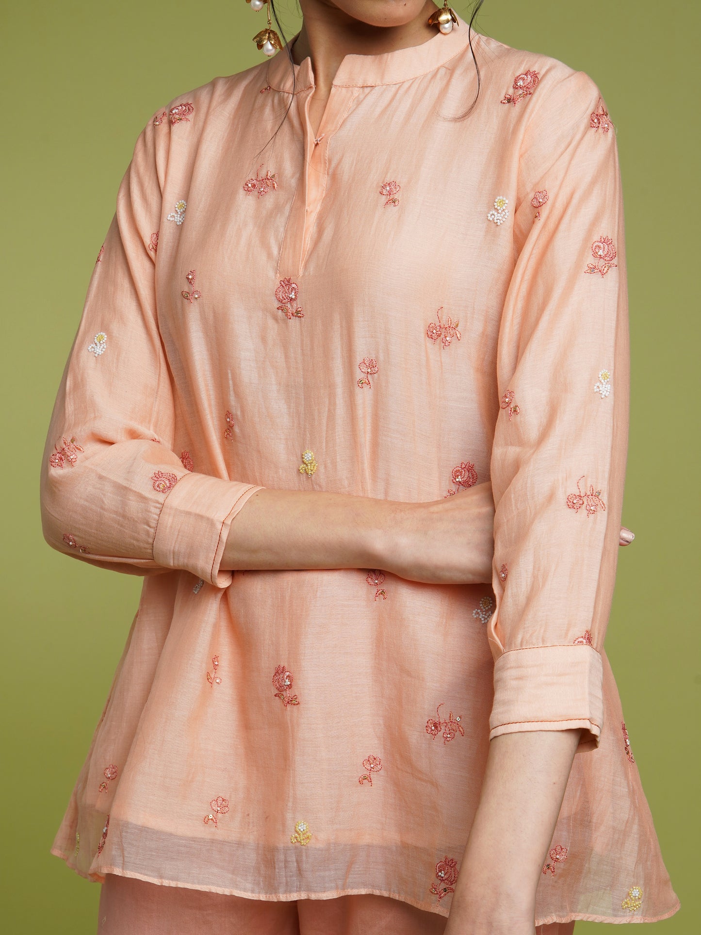 Dahlia Pearl Top- Peach