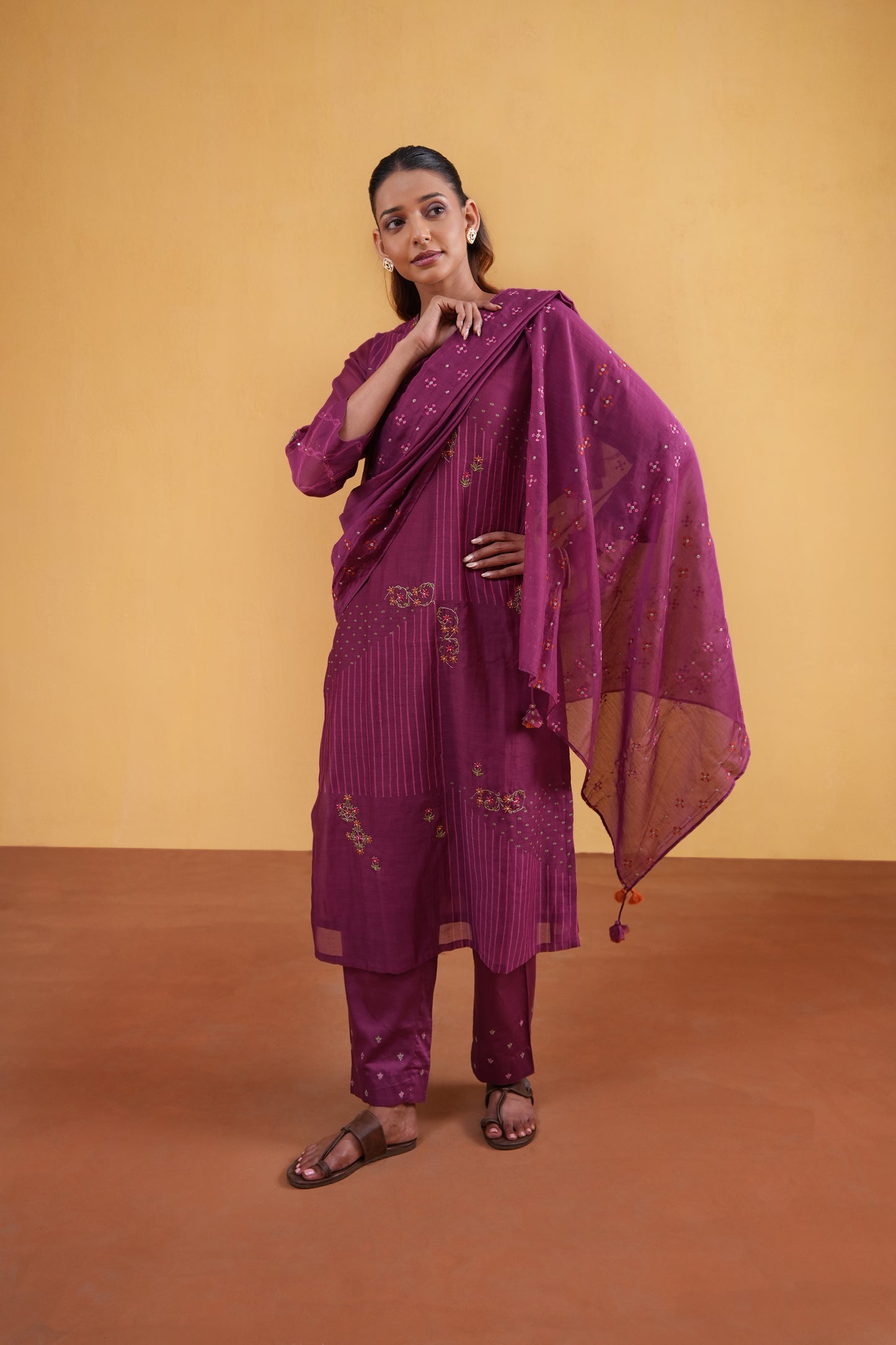 Gulnaar Suit Set- Purple