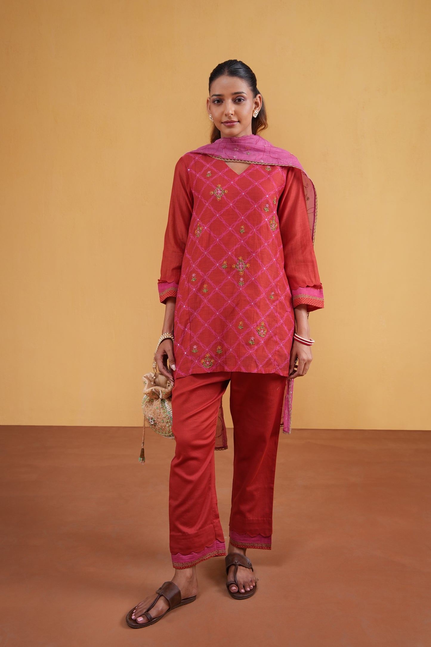 Leher Suit Set- Red