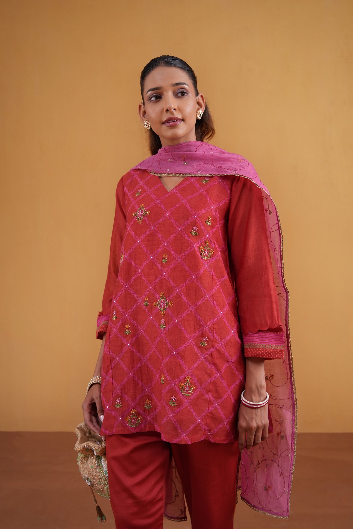 Leher Suit Set- Red