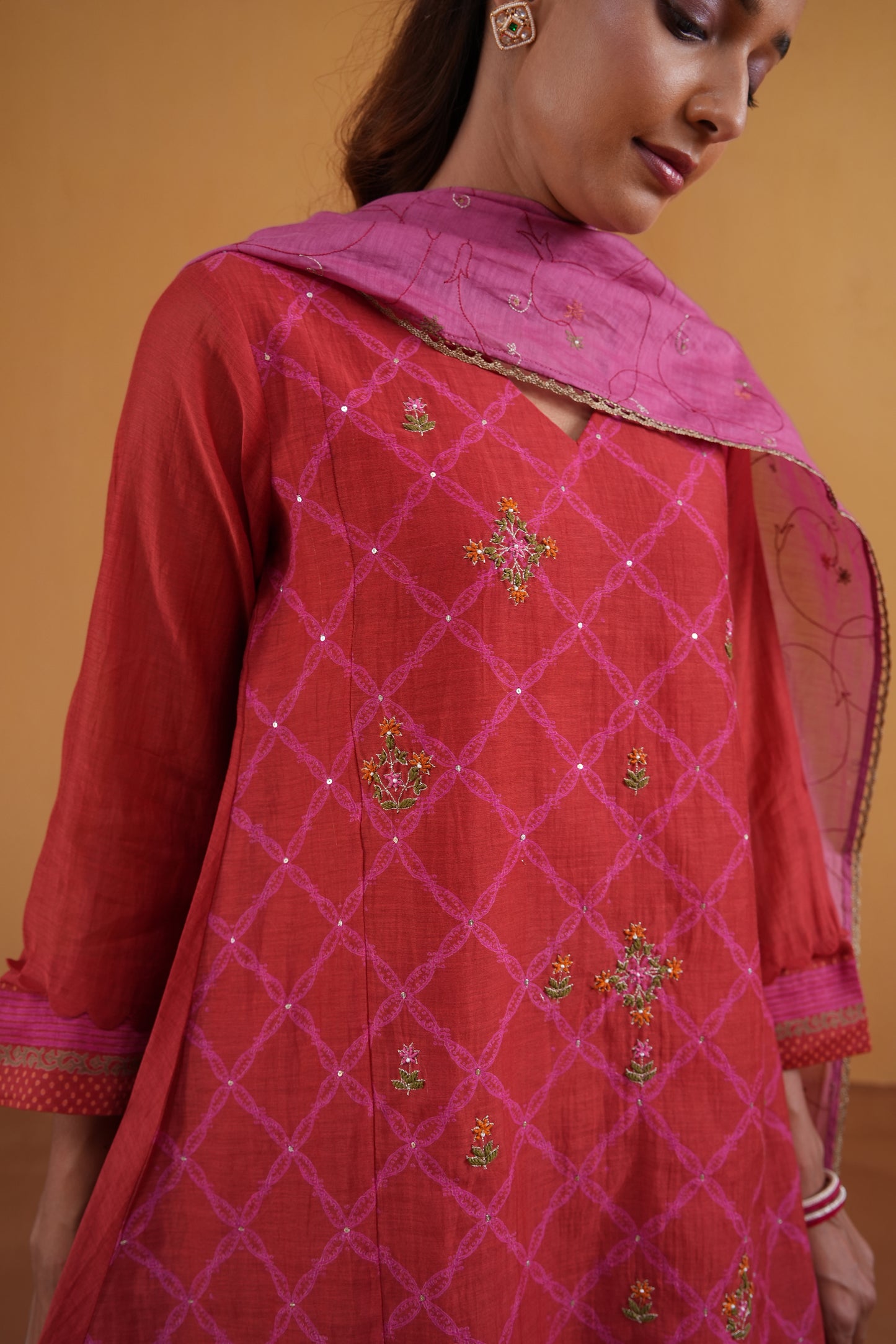 Leher Suit Set- Red