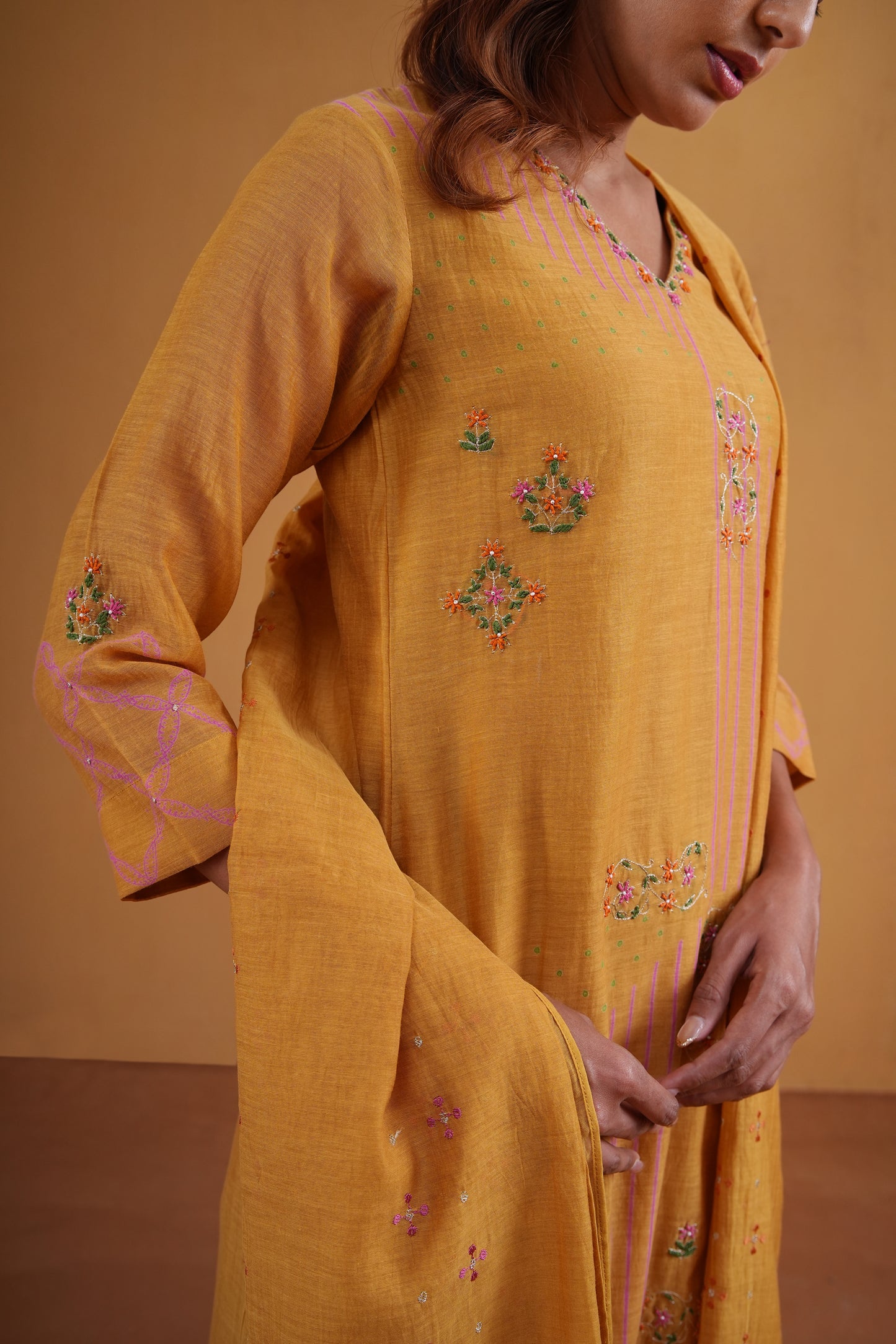 Gulnaar Suit Set- Mustard