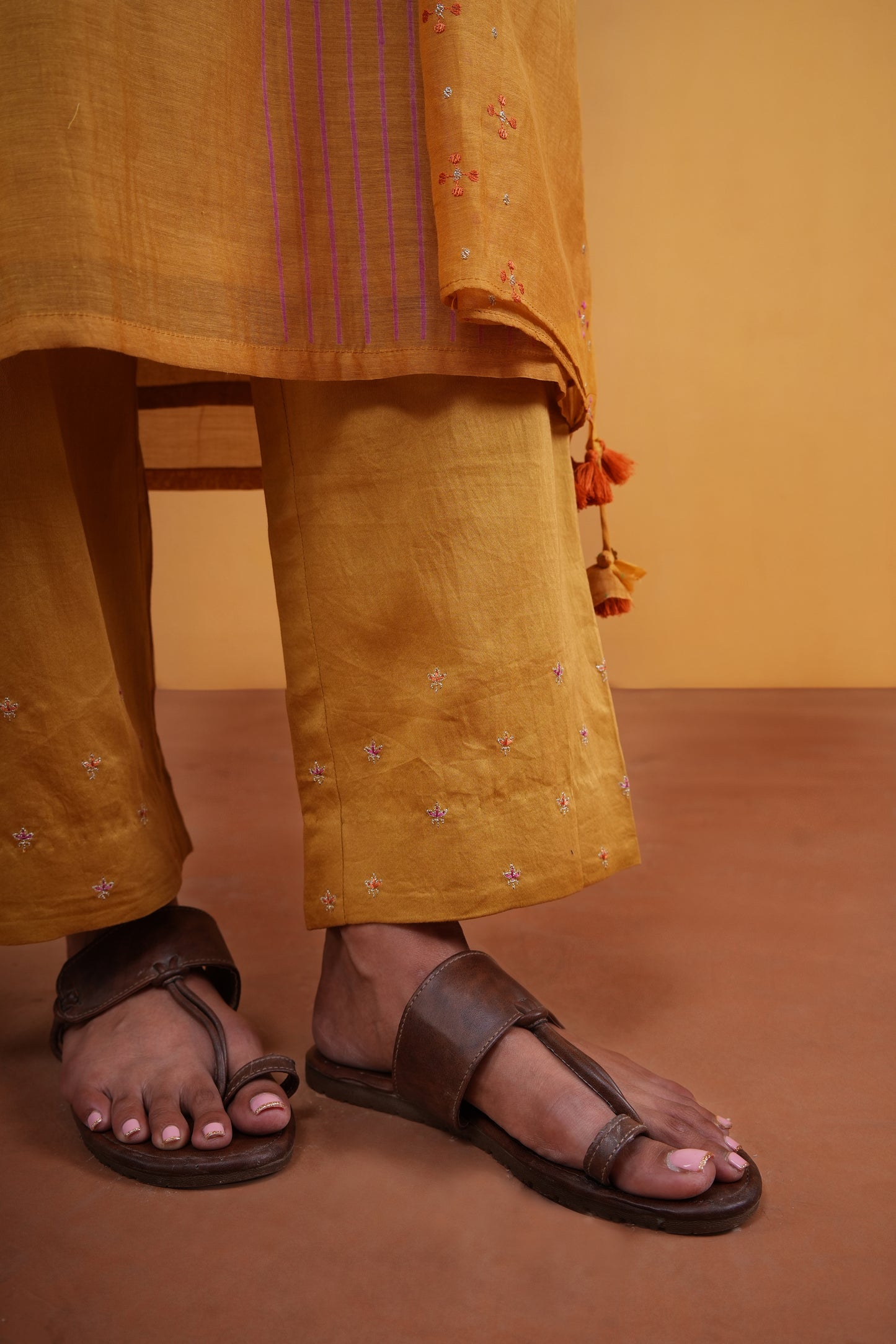 Gulnaar Suit Set- Mustard