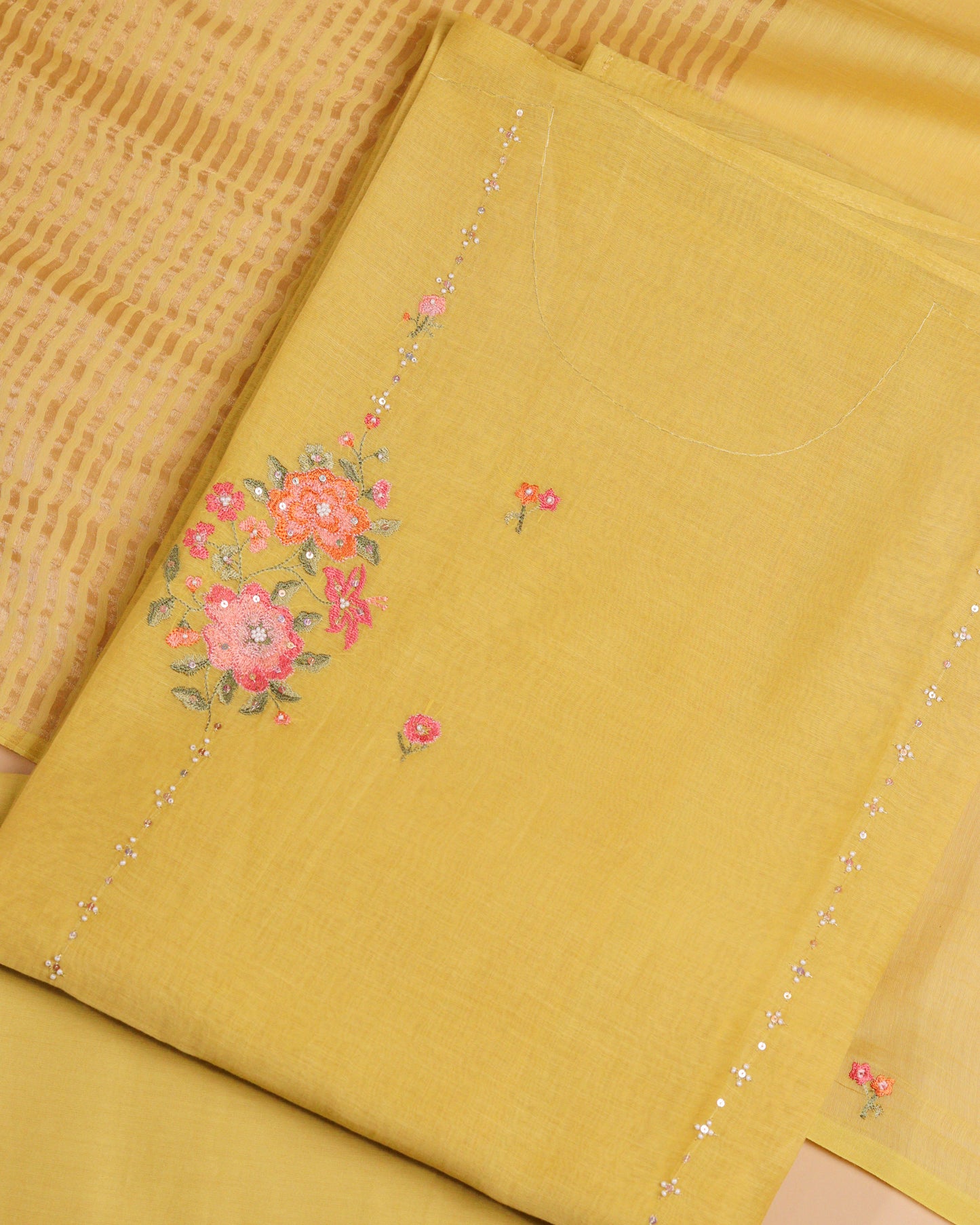 Pure Chanderi Yellow Buta Suit Piece