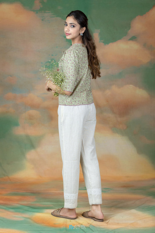 Lace Edge Pants - Off White