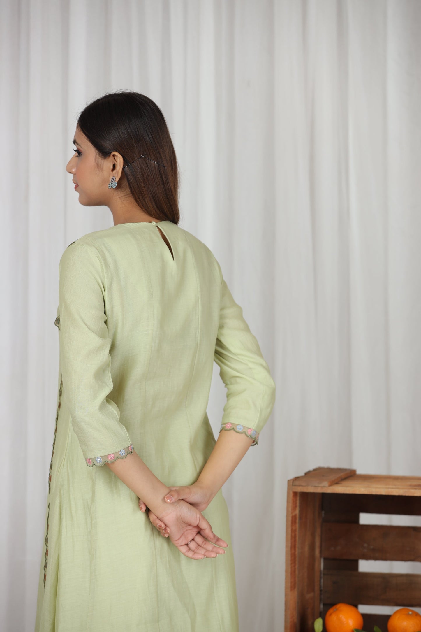 Darya Panelled Kurta Set - Pista (RTS)