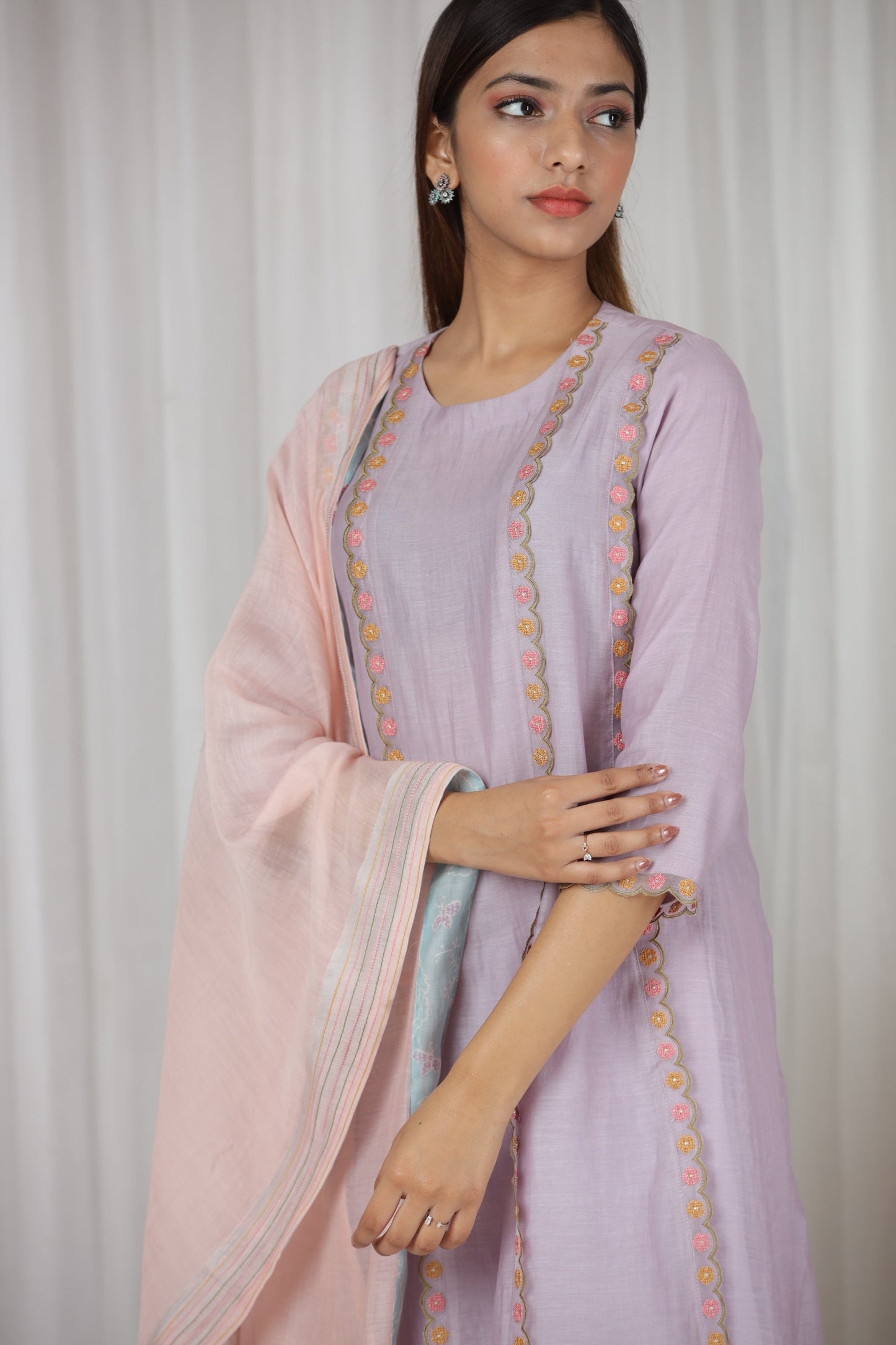 Darya Panelled Kurta Set - Lavender (RTS)