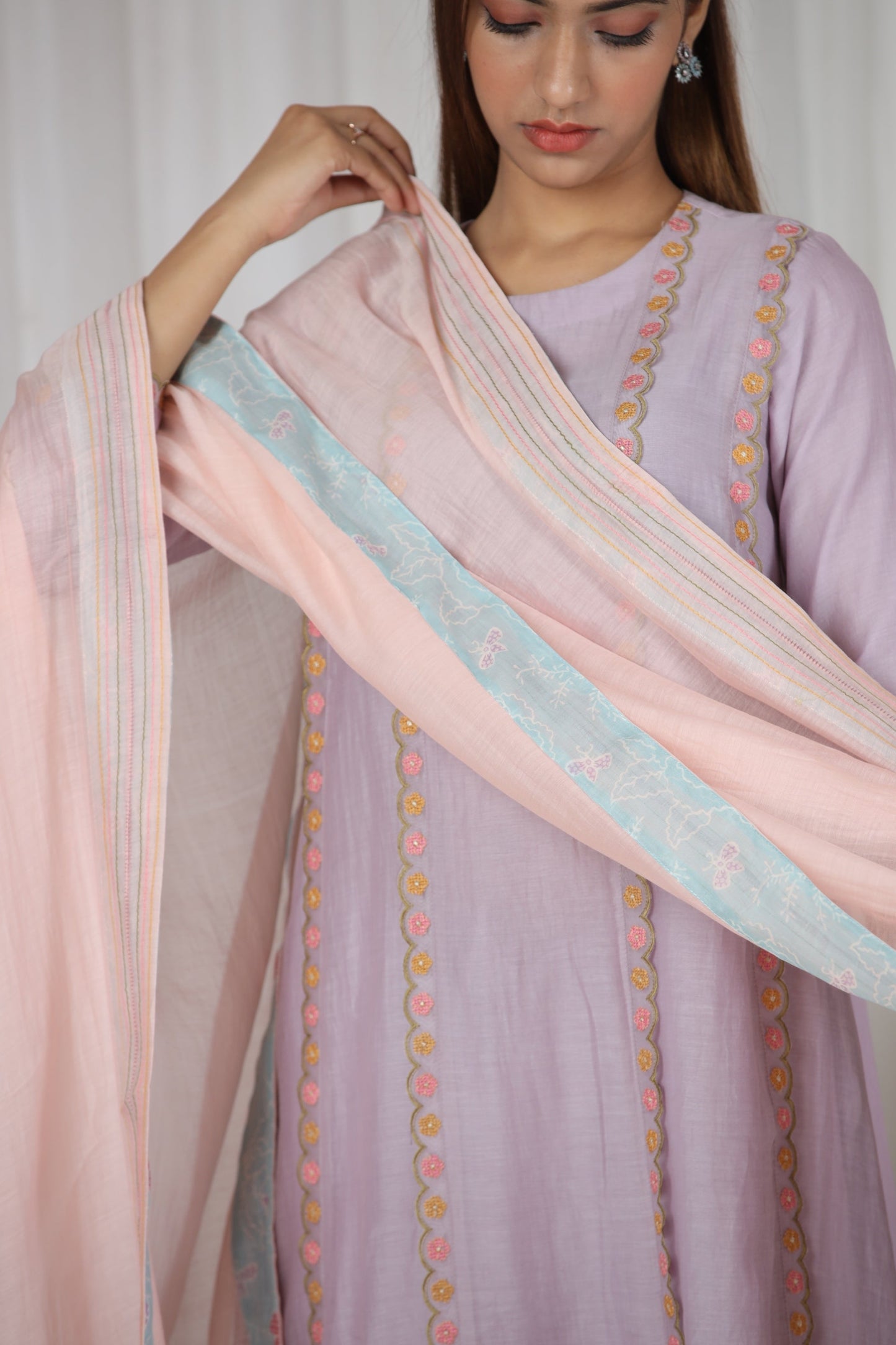 Darya Panelled Kurta Set - Lavender (RTS)