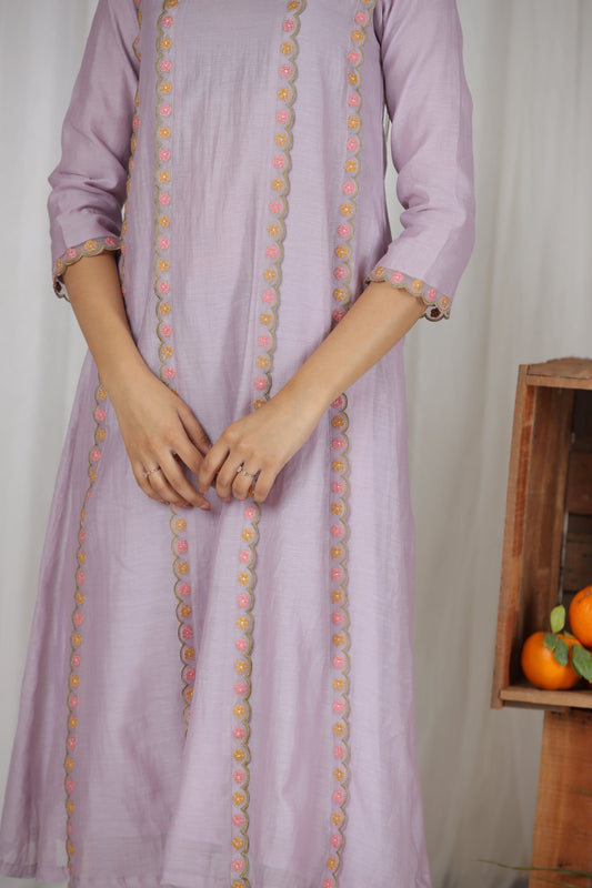 Darya Panelled Kurta Set - Lavender (RTS)