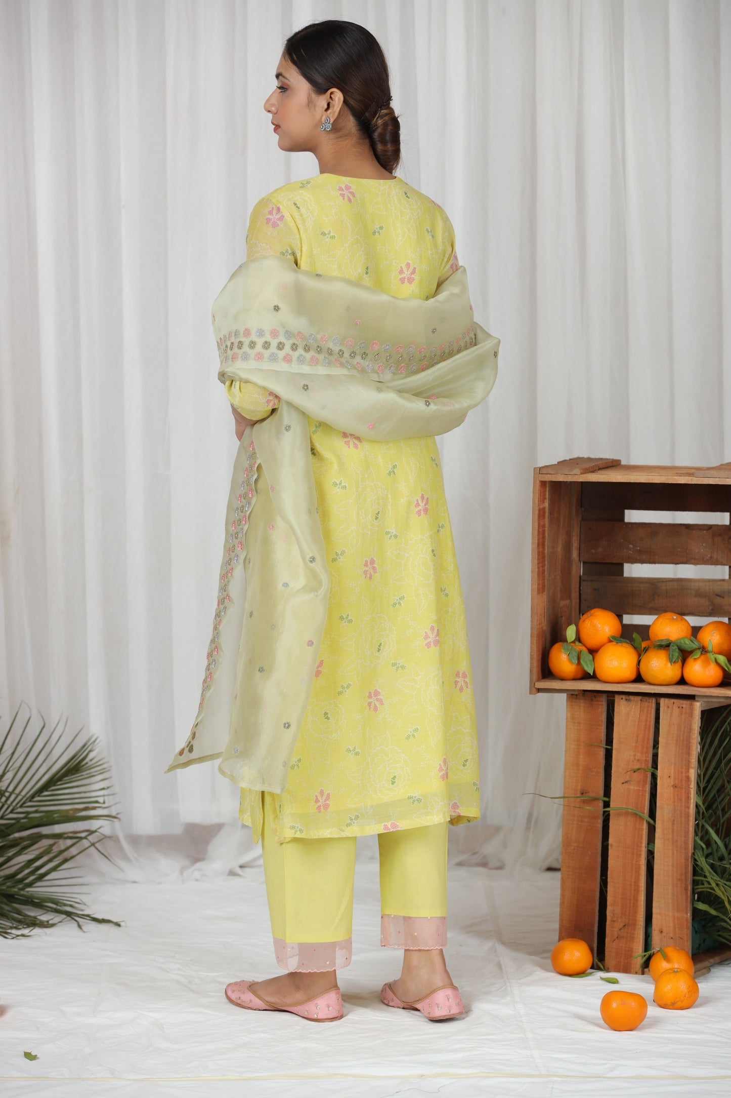 Neelam Embroidered Neck Kurta Set - Yellow (RTS)