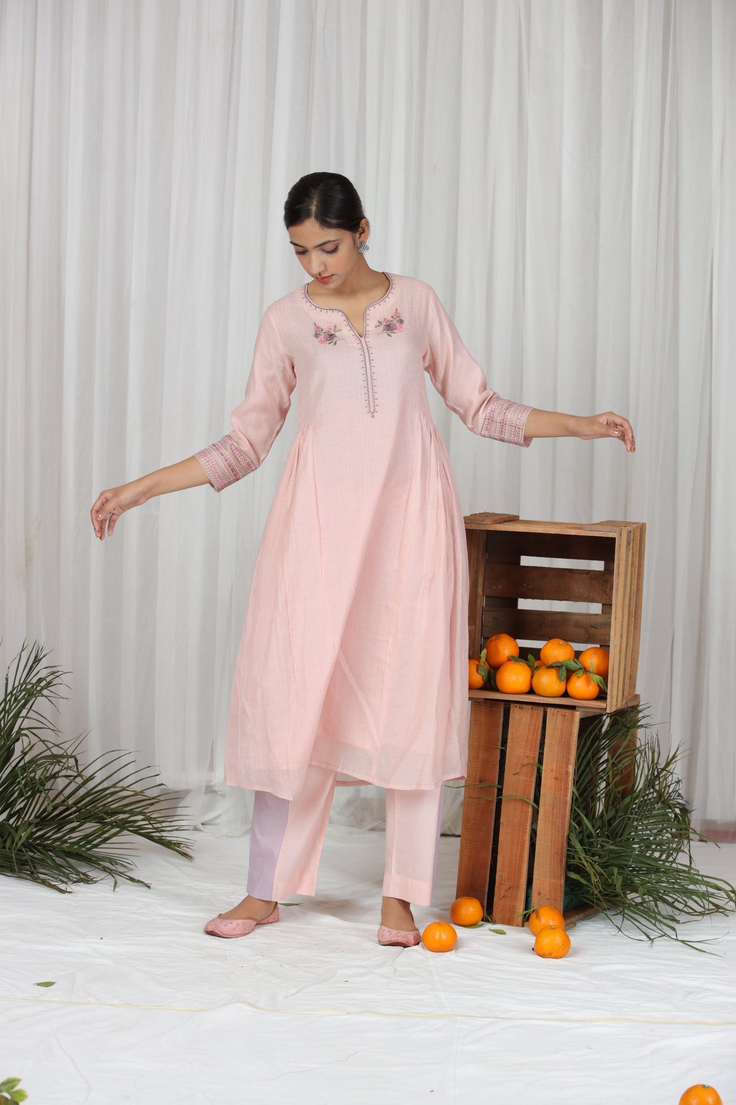 Sanober Gathered Kurta Set - Light Pink (RTS)