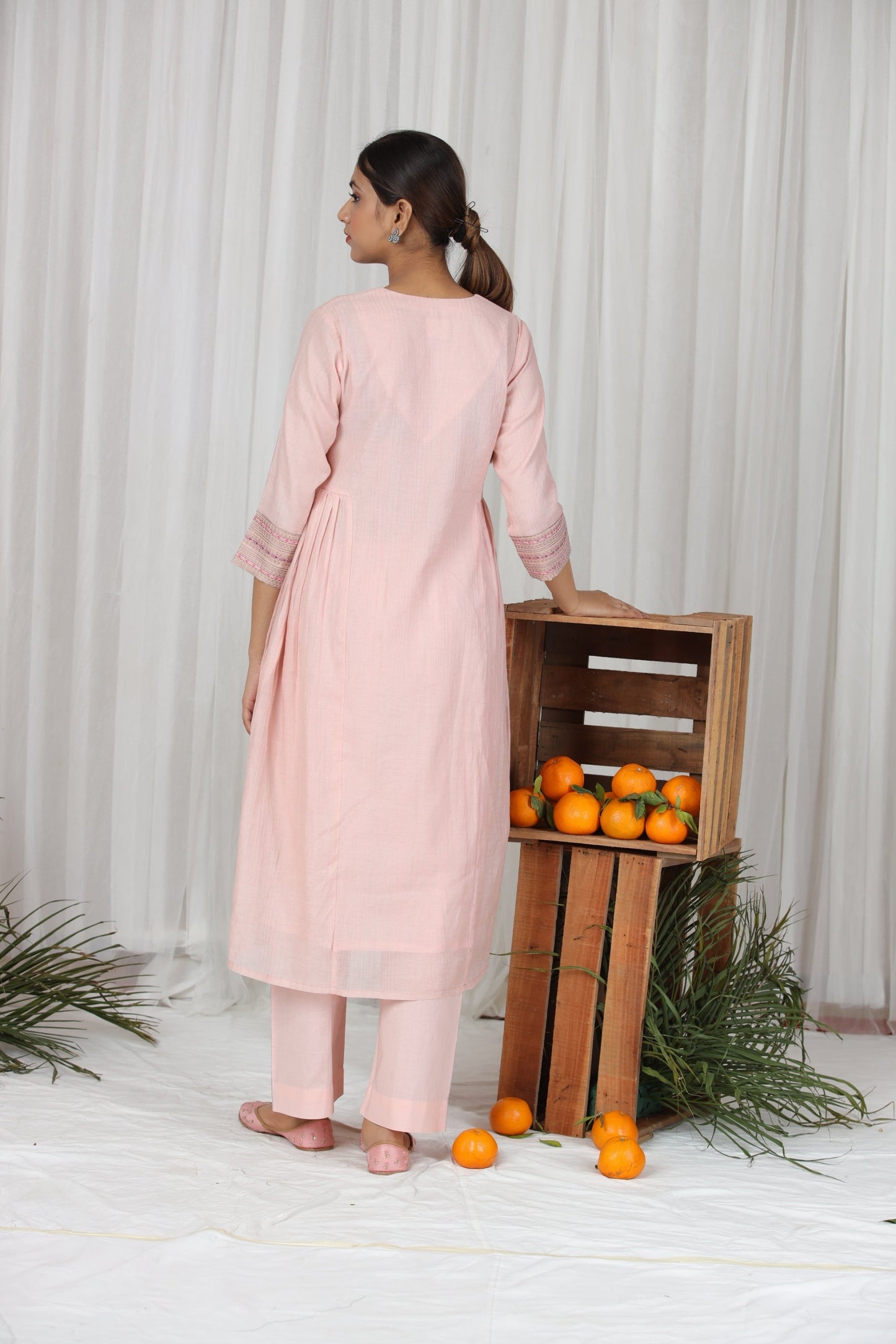 Sanober Gathered Kurta Set - Light Pink (RTS)