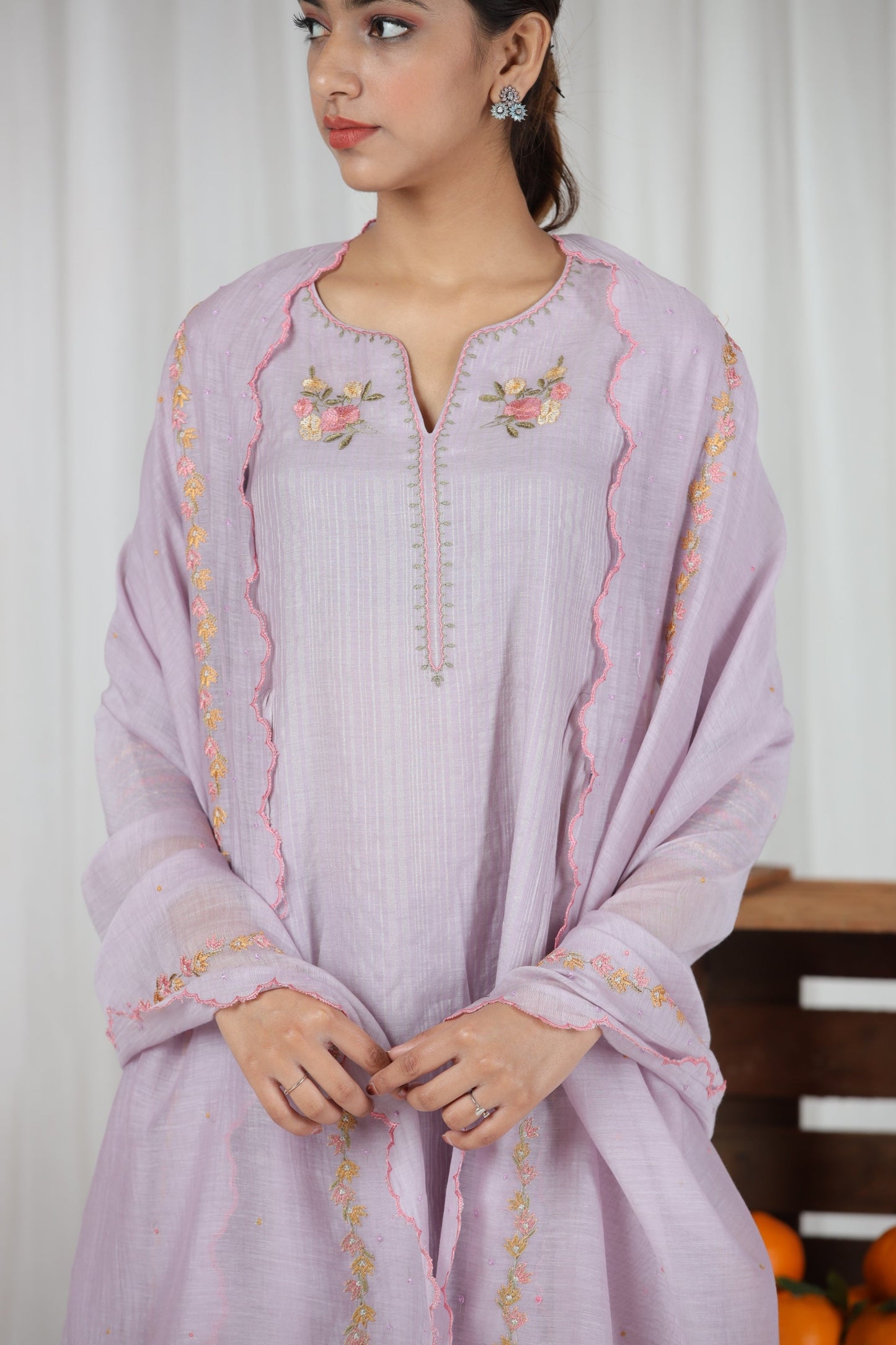 Sanober Gathered Kurta Set - Lavender (RTS)