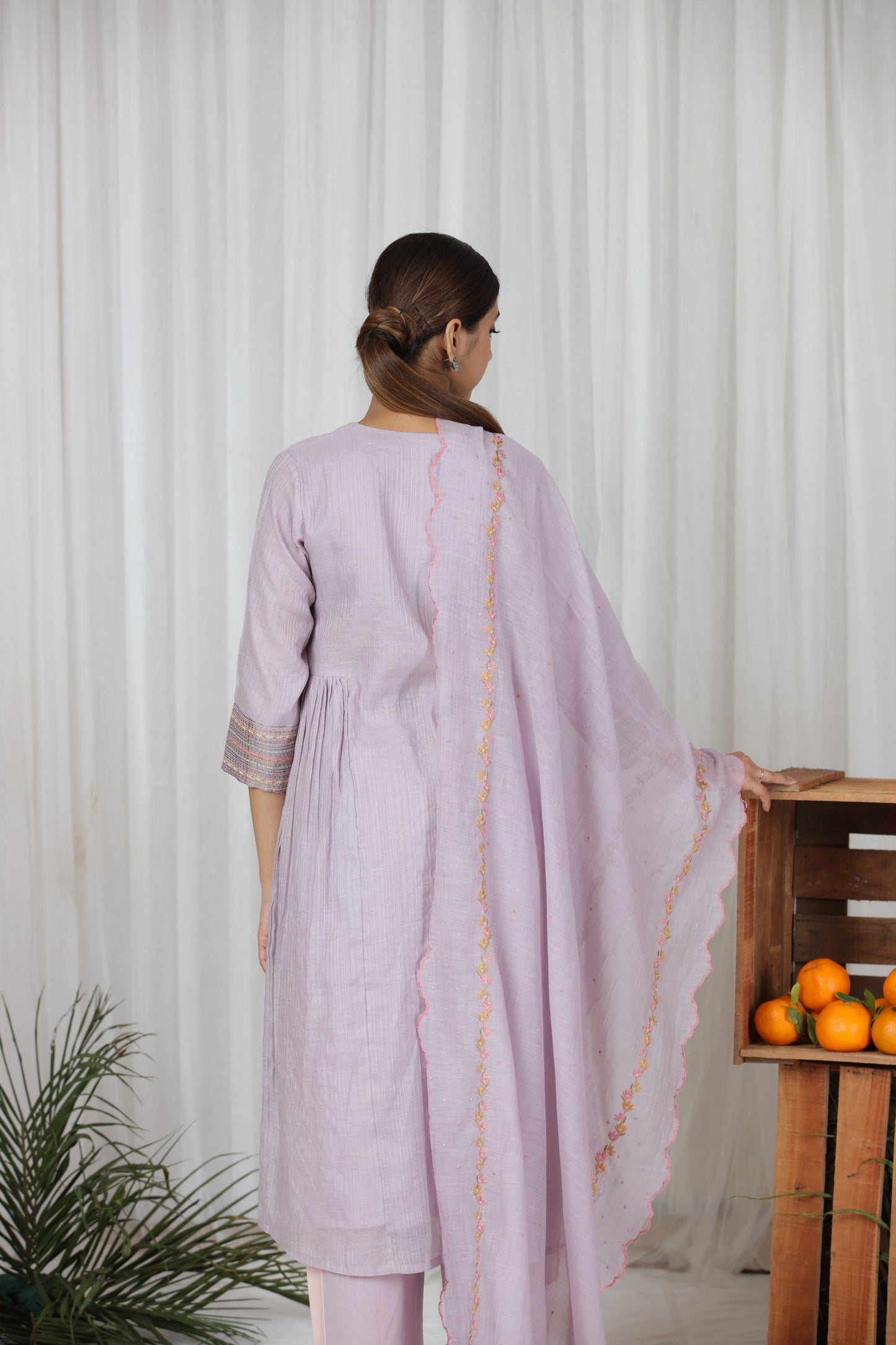 Sanober Gathered Kurta Set - Lavender (RTS)