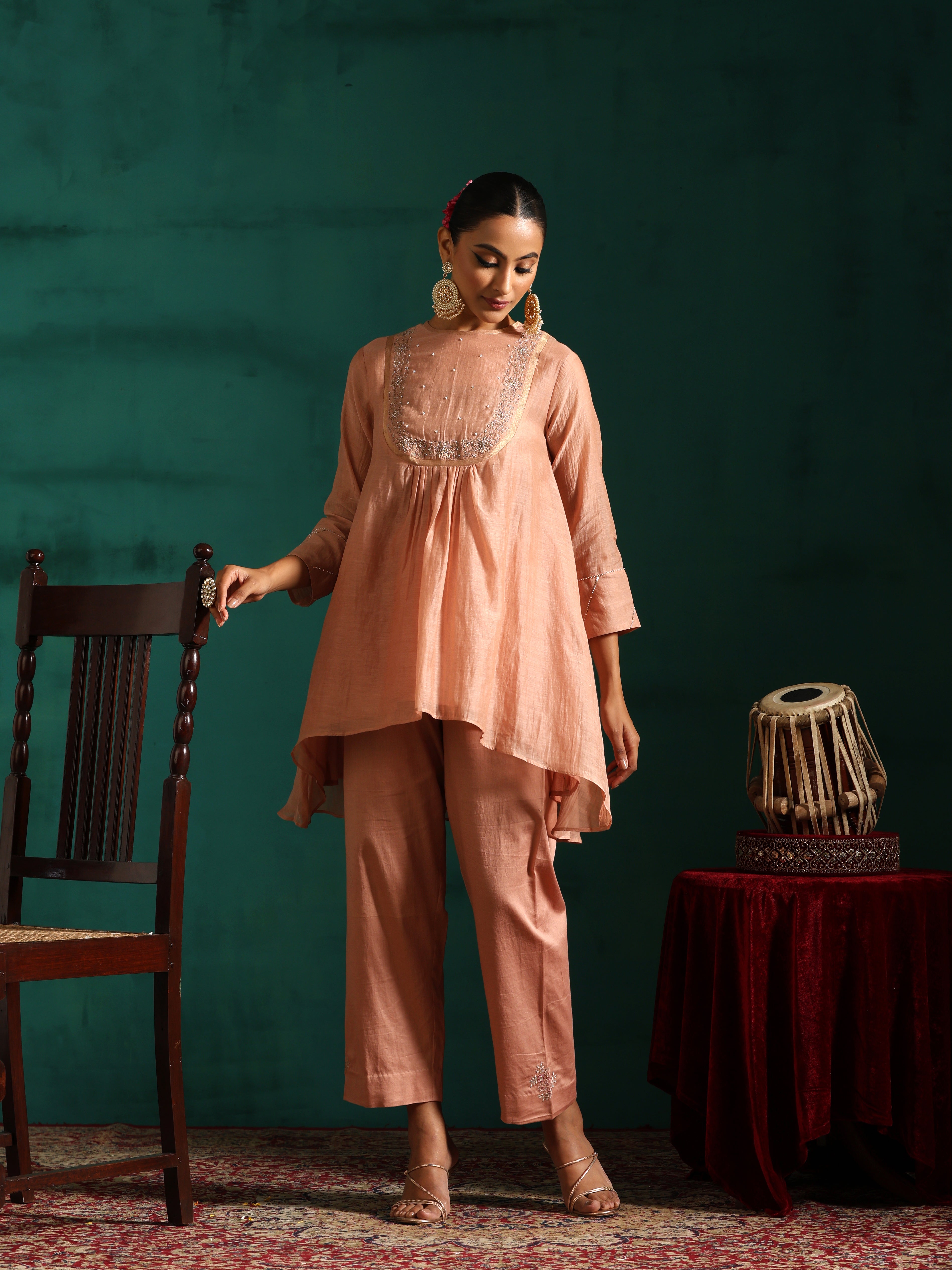 India Inayat Inayat Coord Set- Pink – Beige India