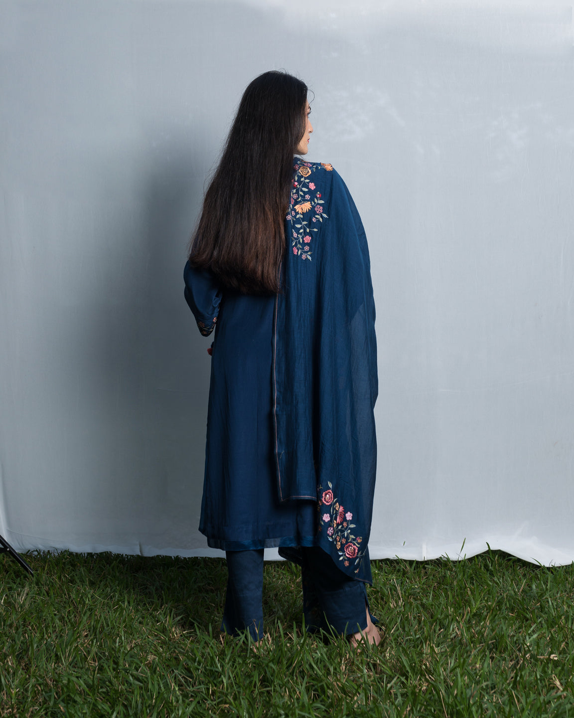 Fagotting Embroidery Kurta Set - Deep Blue (RTS)