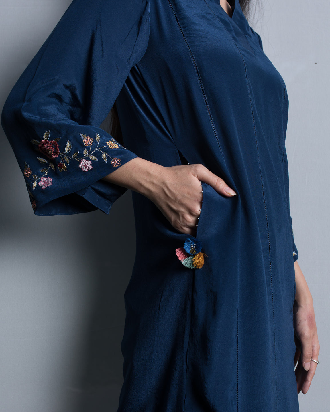 Fagotting Embroidery Kurta Set - Deep Blue (RTS)
