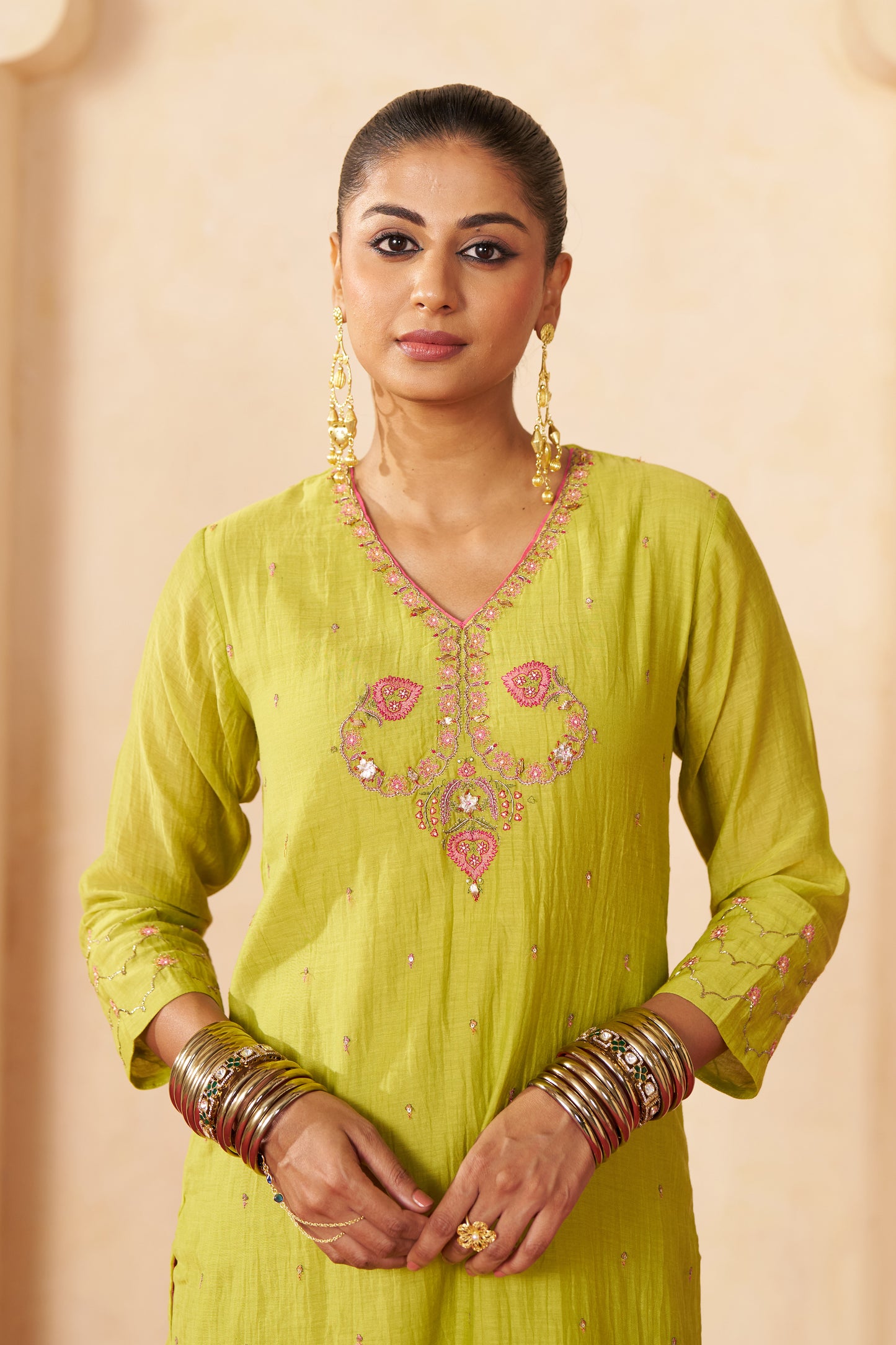 Nimbu Phool Suit Set- Lime