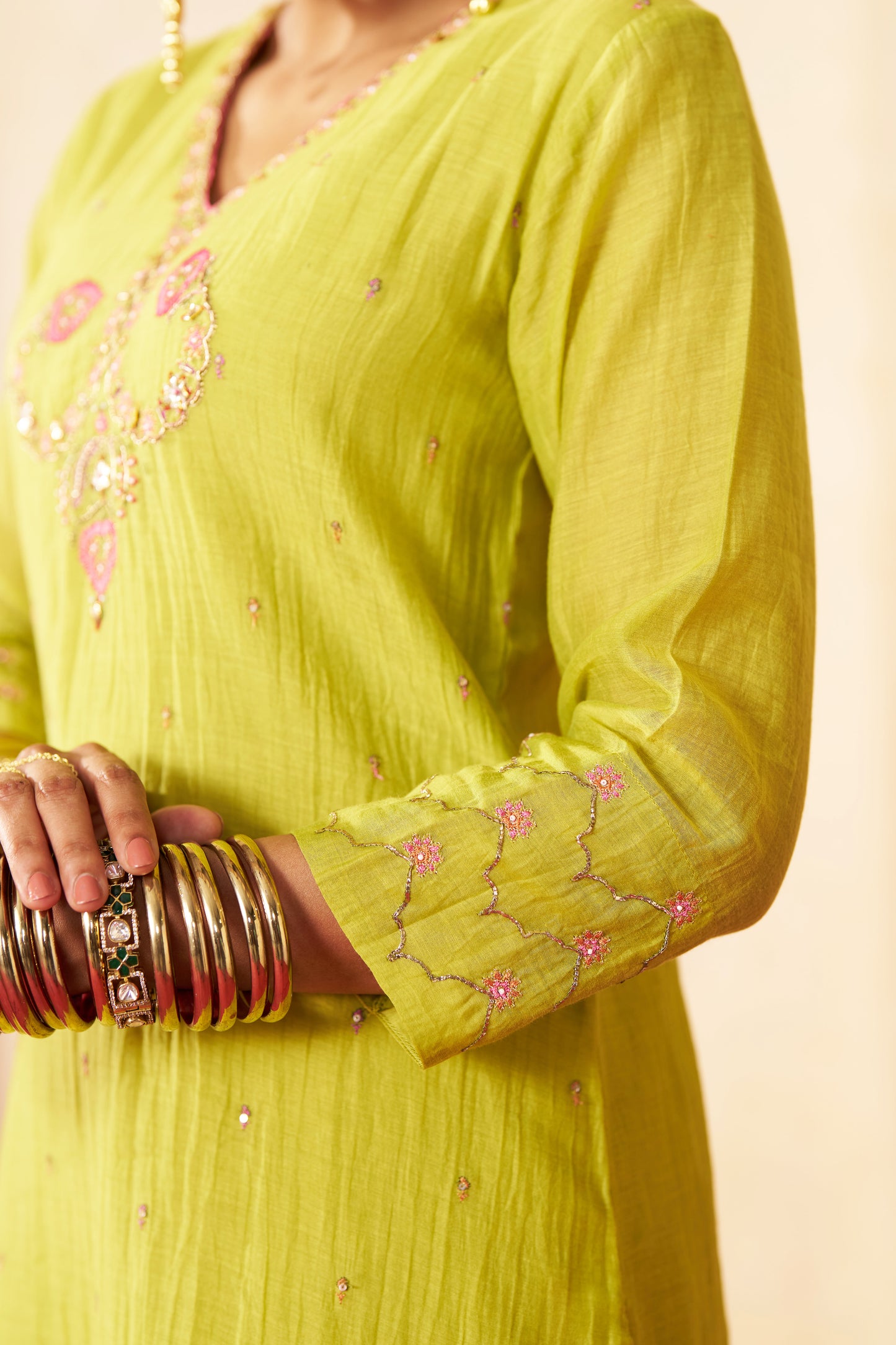 Nimbu Phool Suit Set- Lime